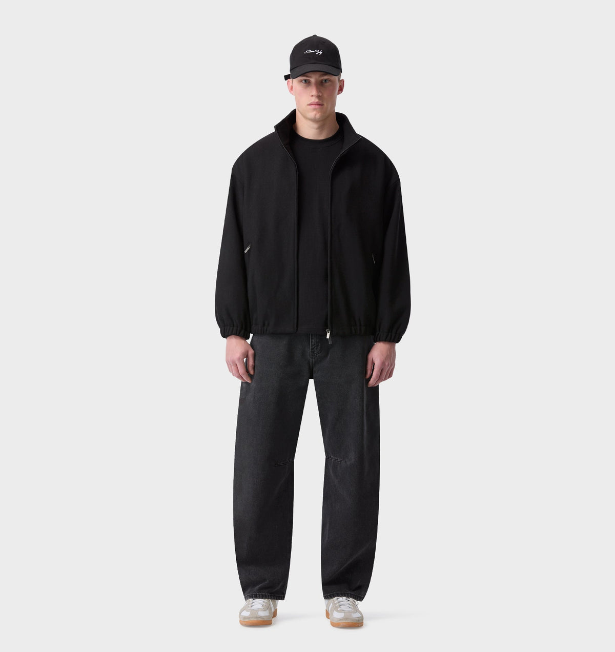 Funnel Neck Jacket - Black Wool