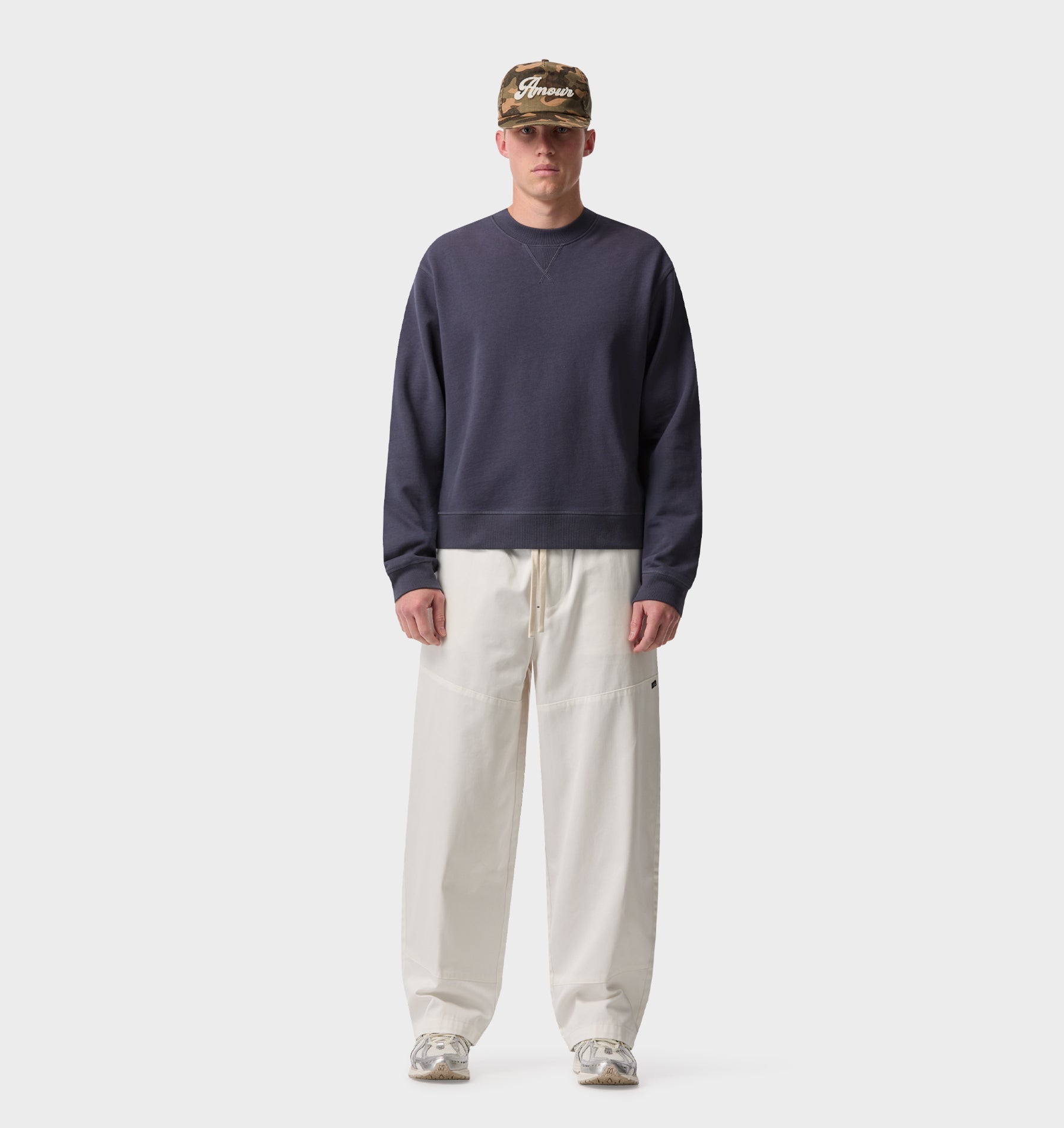 Crop Oversized Crew - Indigo