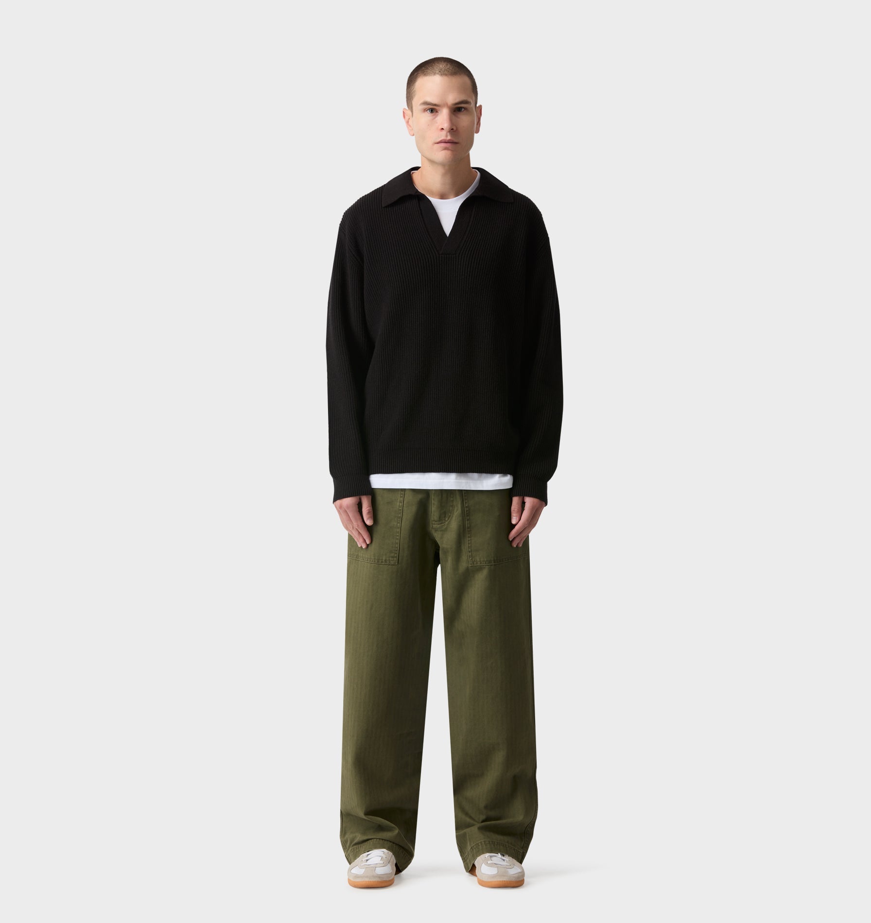 Knit LS Polo - Black