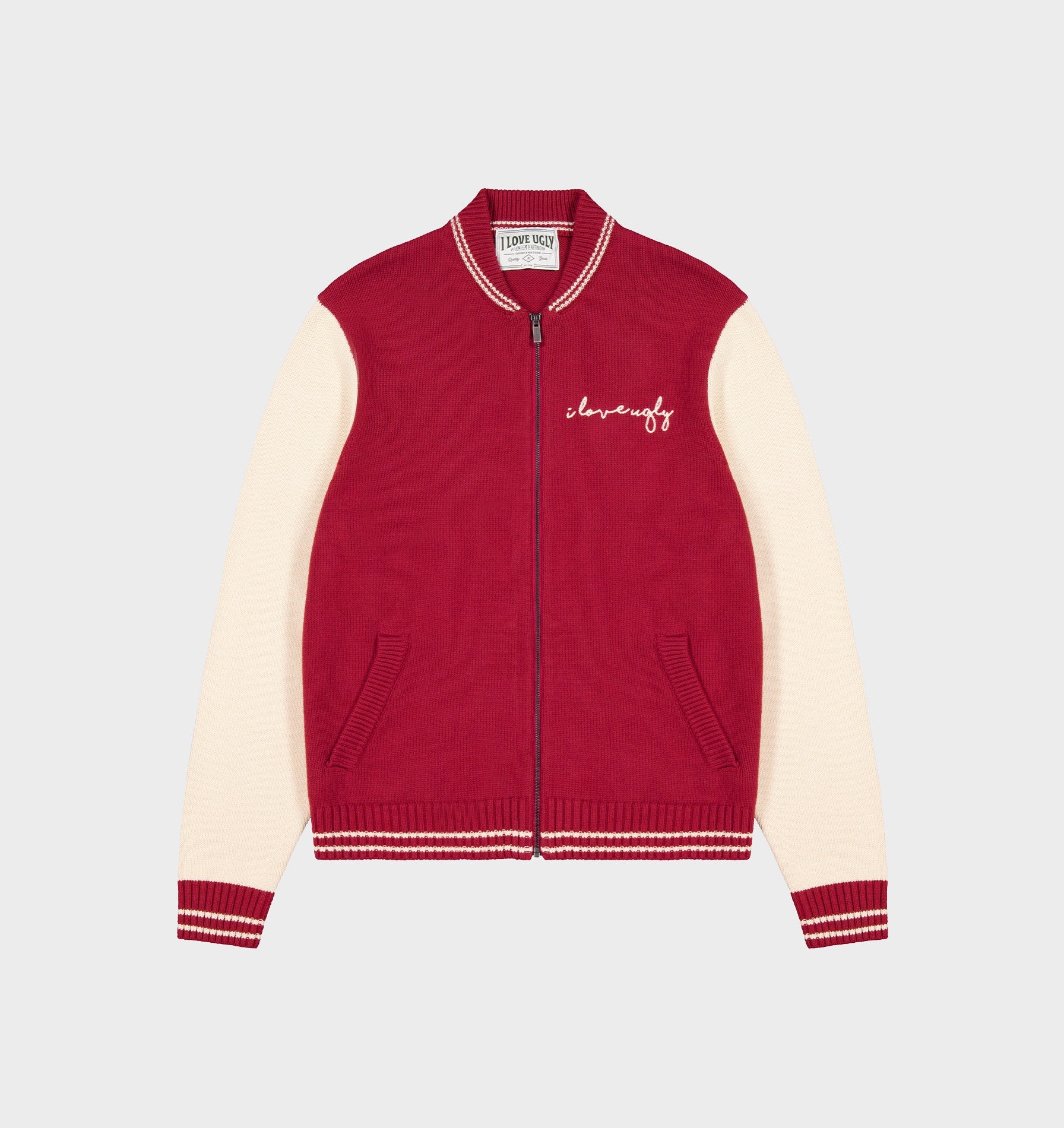 Knit Varsity - Burgundy/Off White