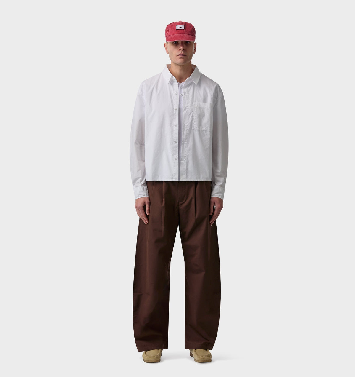 Crop LS Shirt - White Poplin