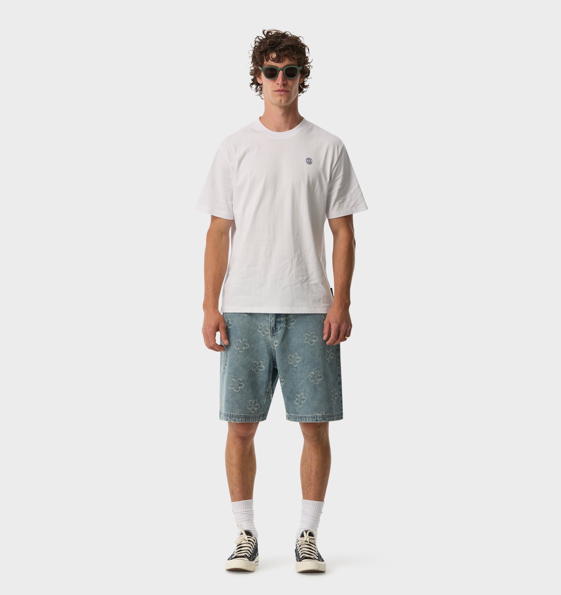 Floral Clean Carpenter Short - Vintage Blue