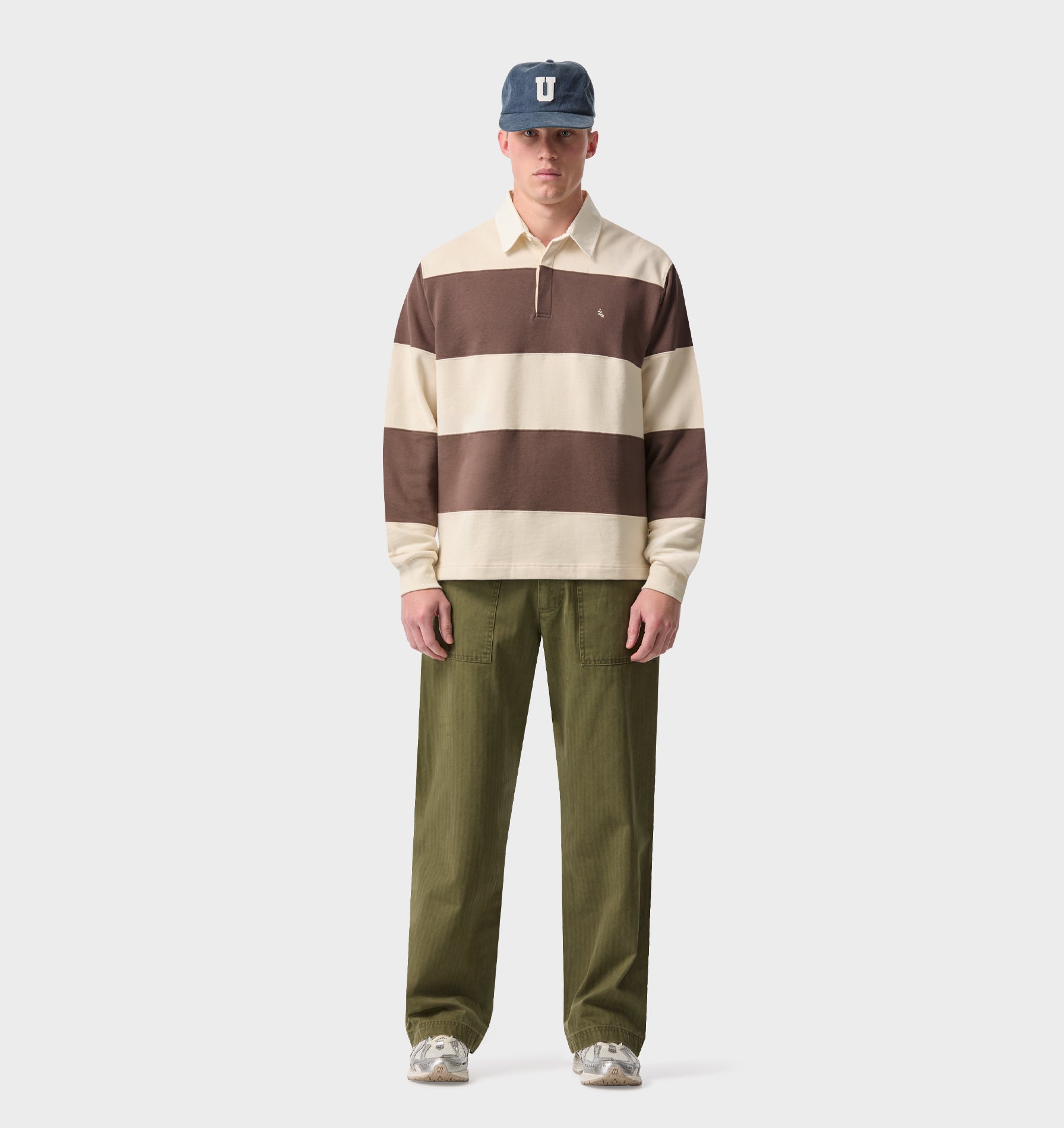 Stripe LS Rugby - Brown/Off White