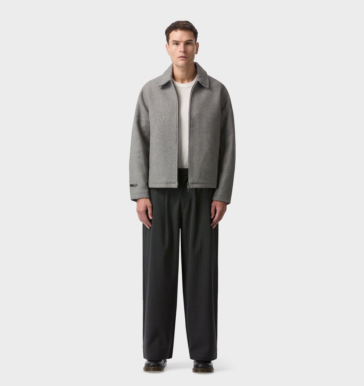 Wool Zip Jacket - Grey Marle