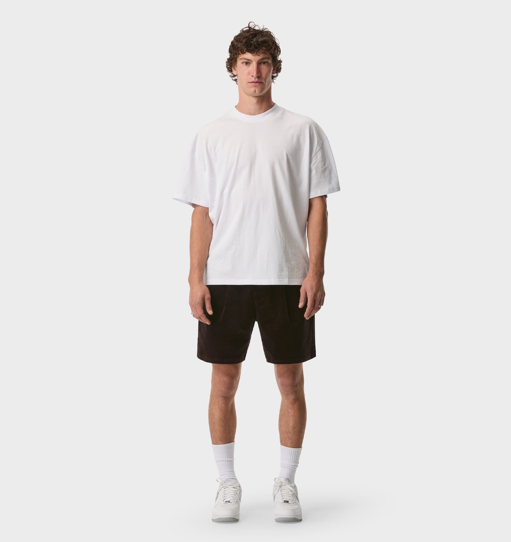 Michael Pleat Cord Short - Espresso