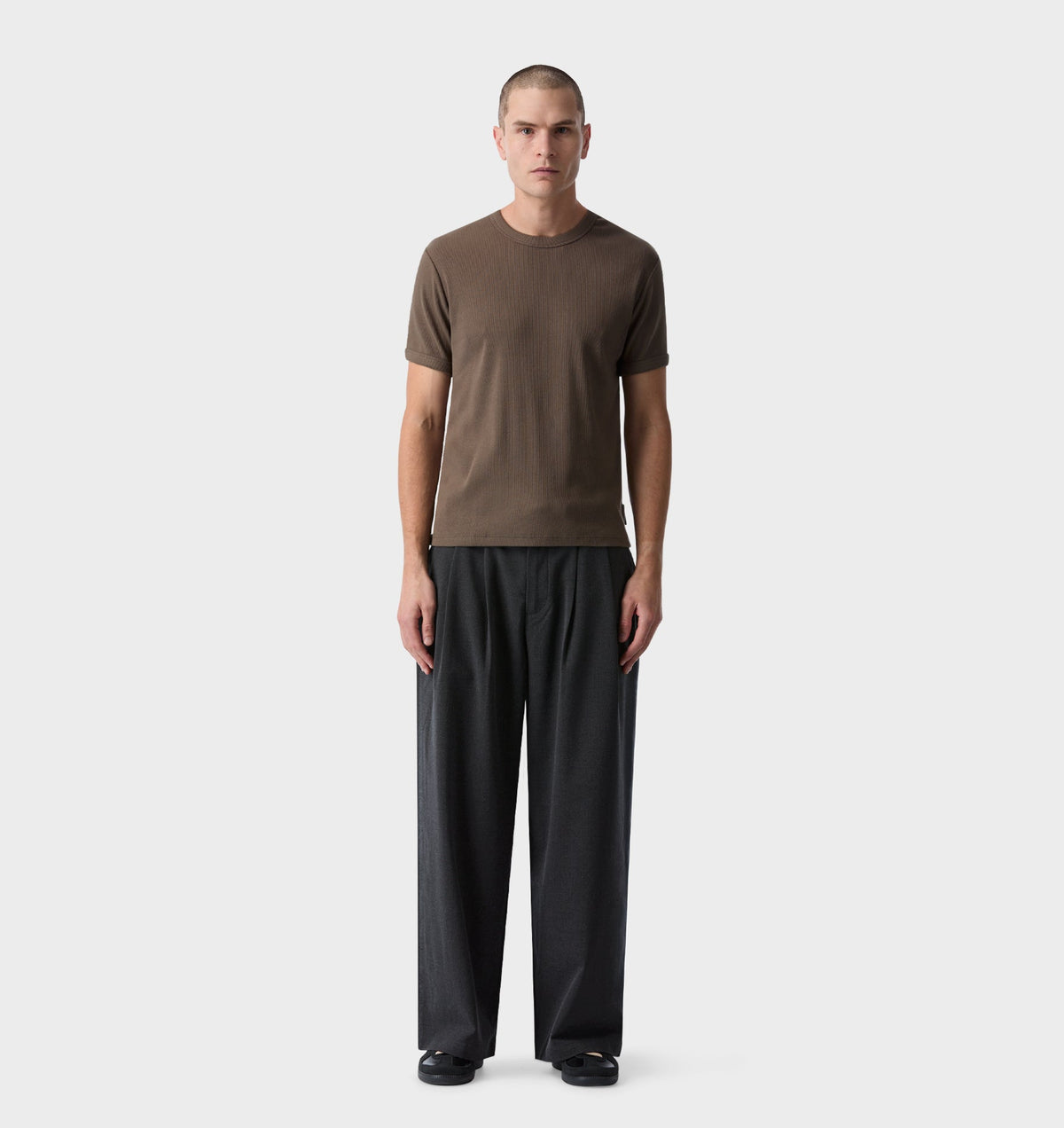 Ribbed Slim Tee - Smoke Moss