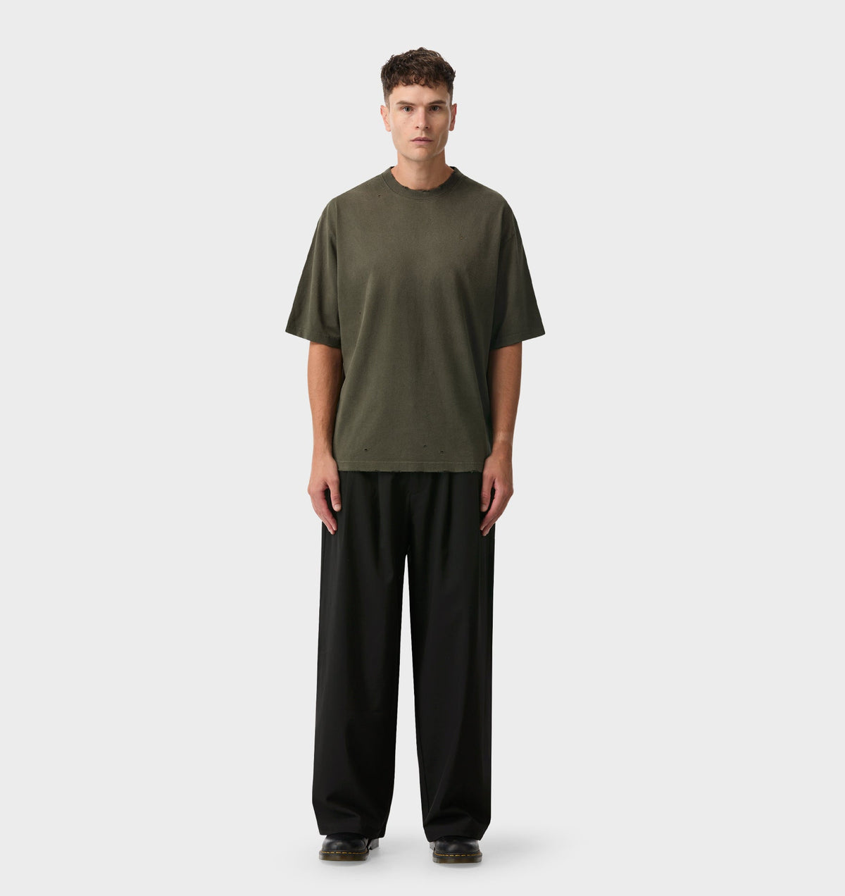 Distressed Oversized Tee - Faded Green