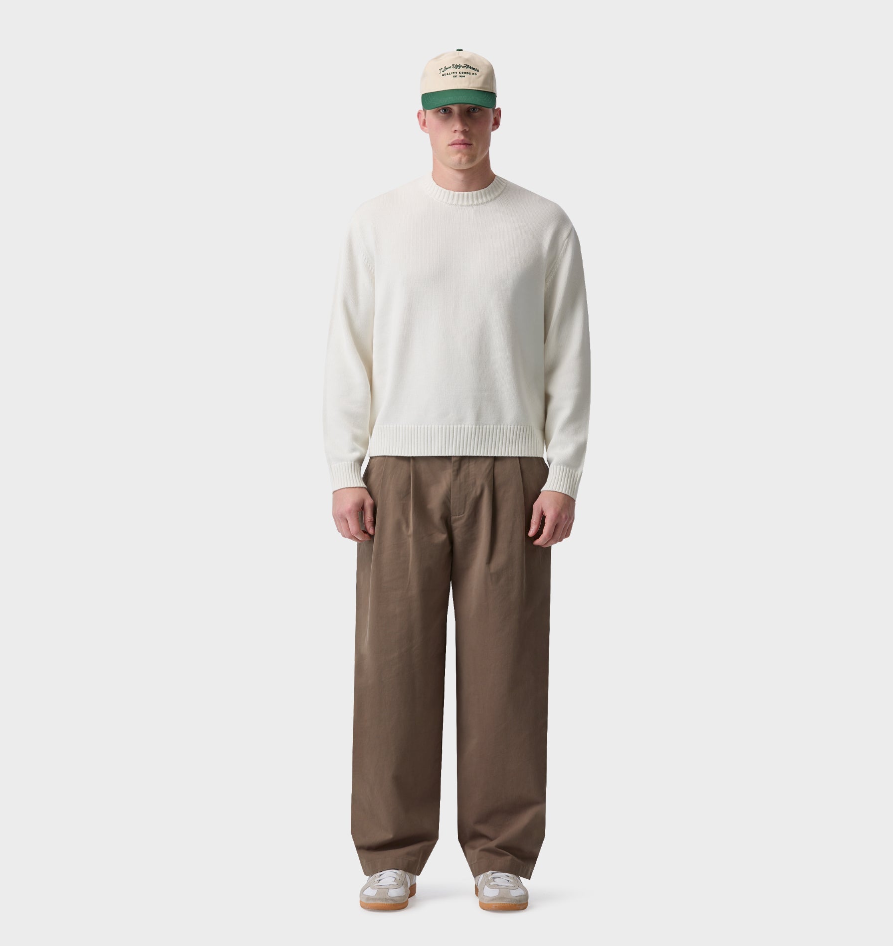 Cotton Albert Pleated Pant - Mushroom