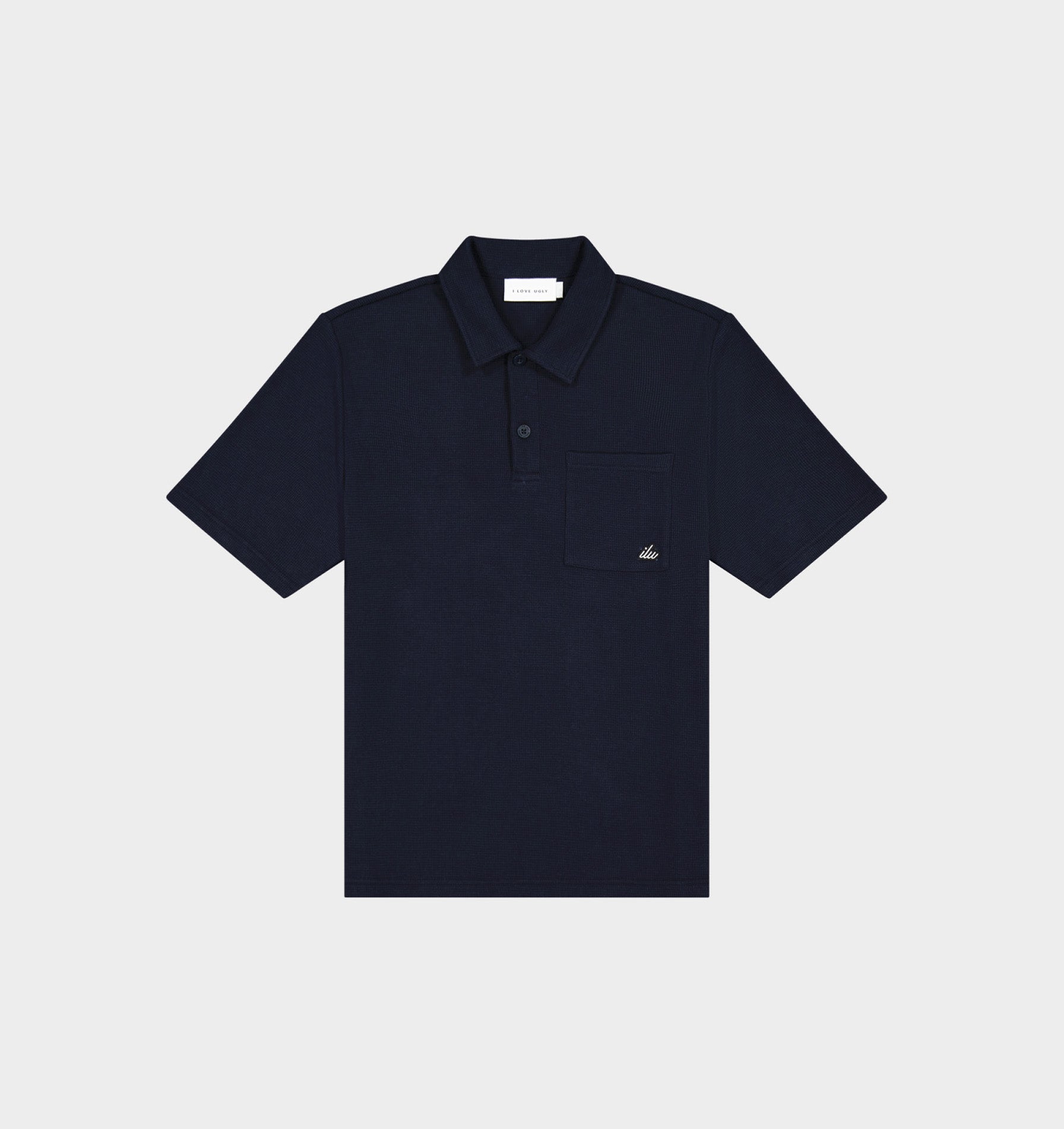 Waffle SS Polo Shirt - Navy