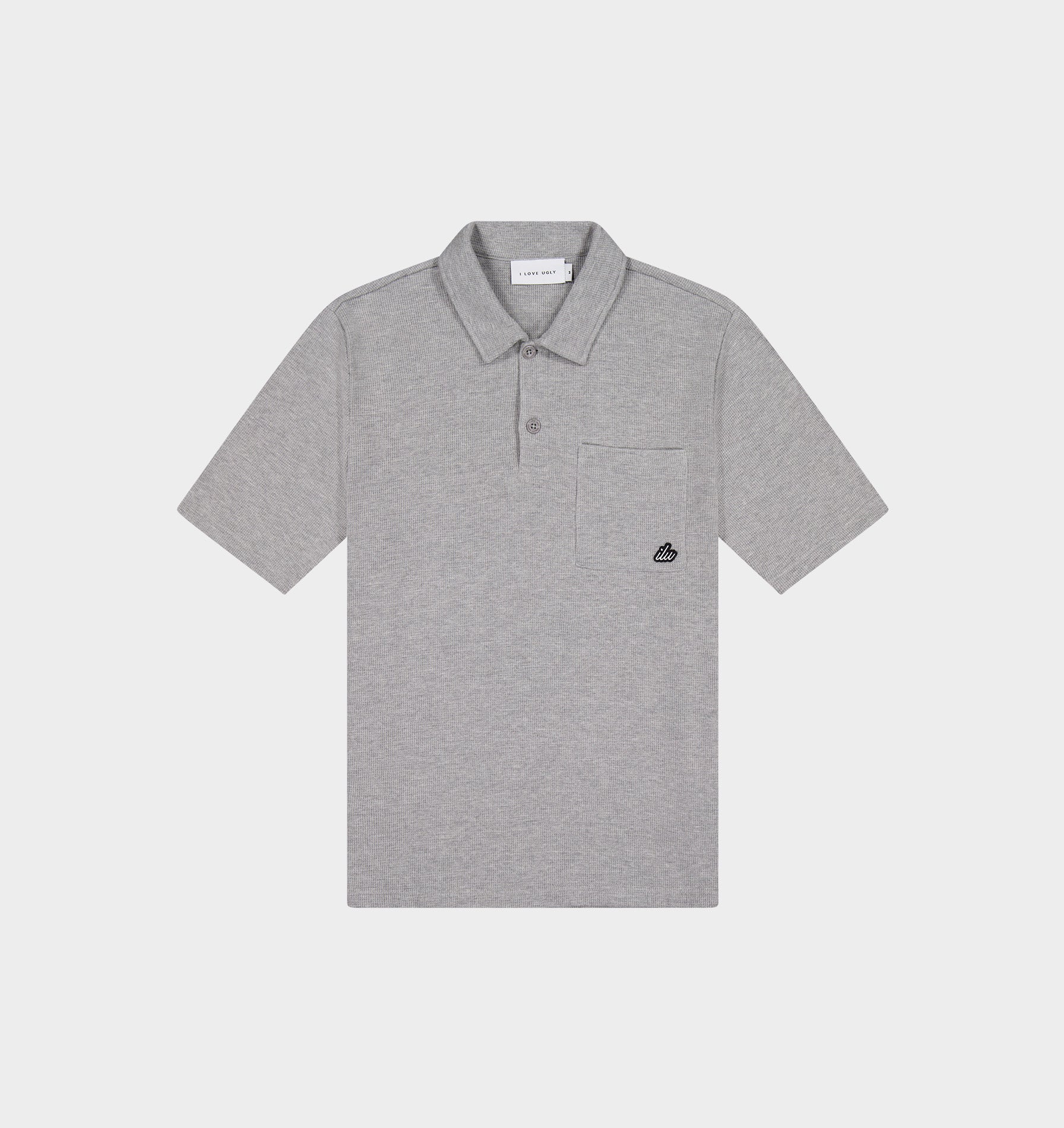 Waffle Polo Shirt - Vintage Grey
