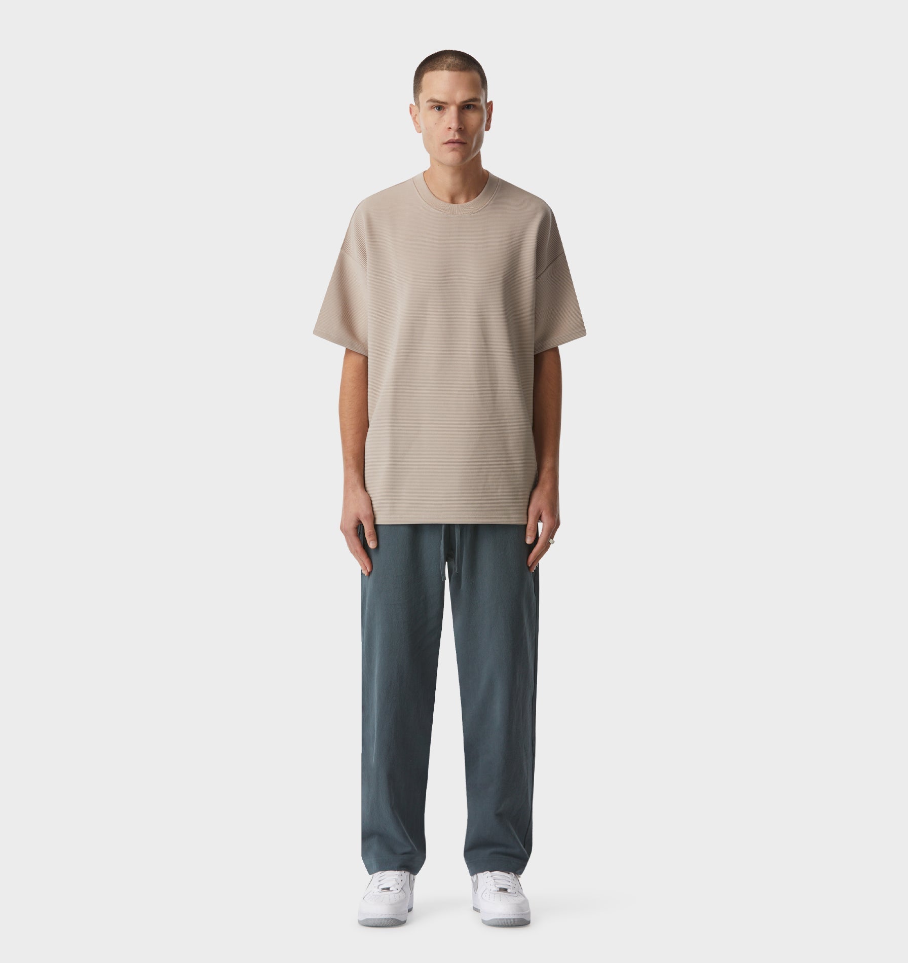 Ribbed Box Tee - Taupe