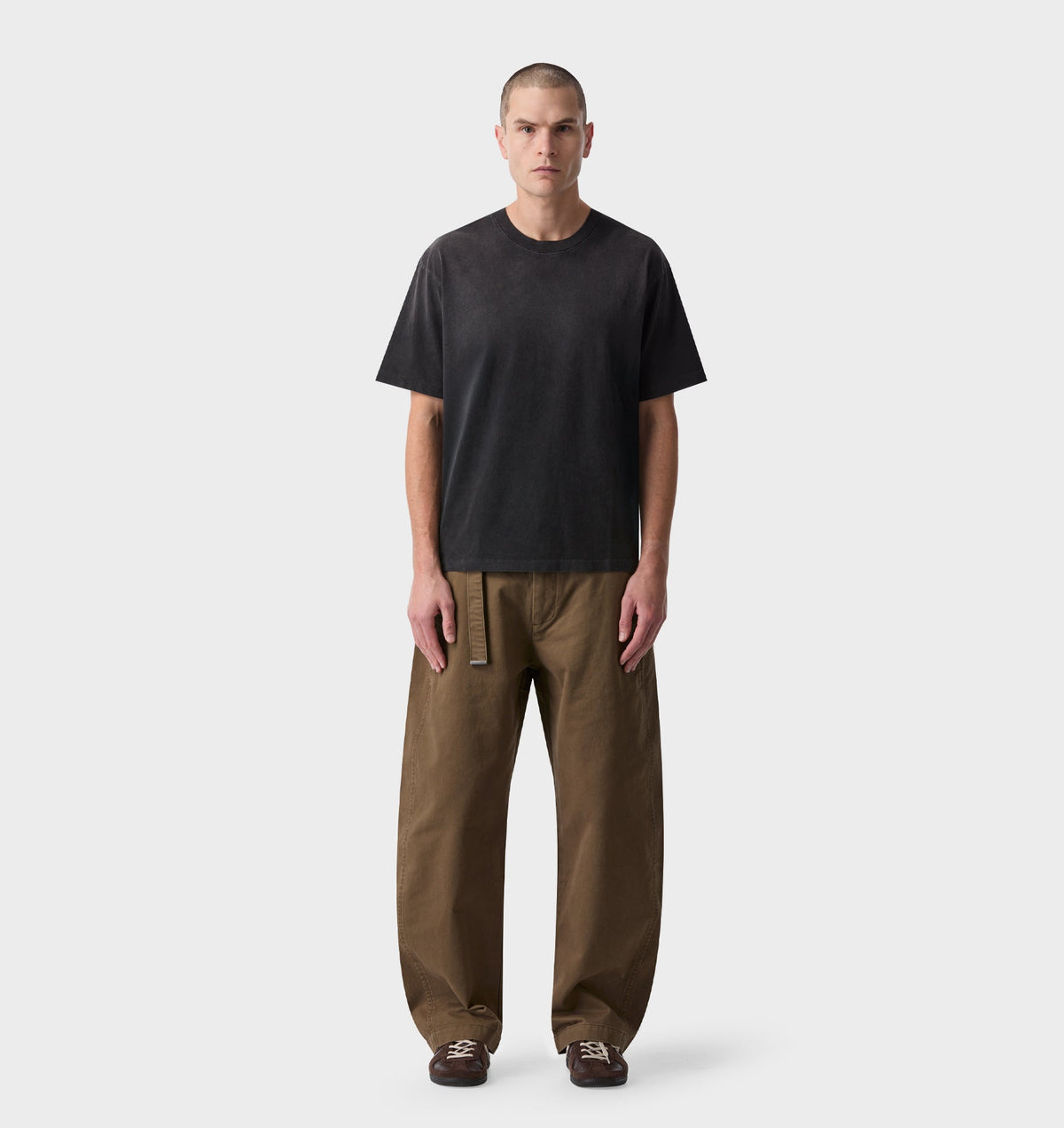 Belted Barrel Leg Pant - Moss