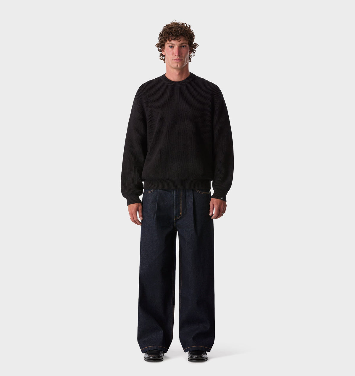 Wide Leg Pleat Denim - Indigo