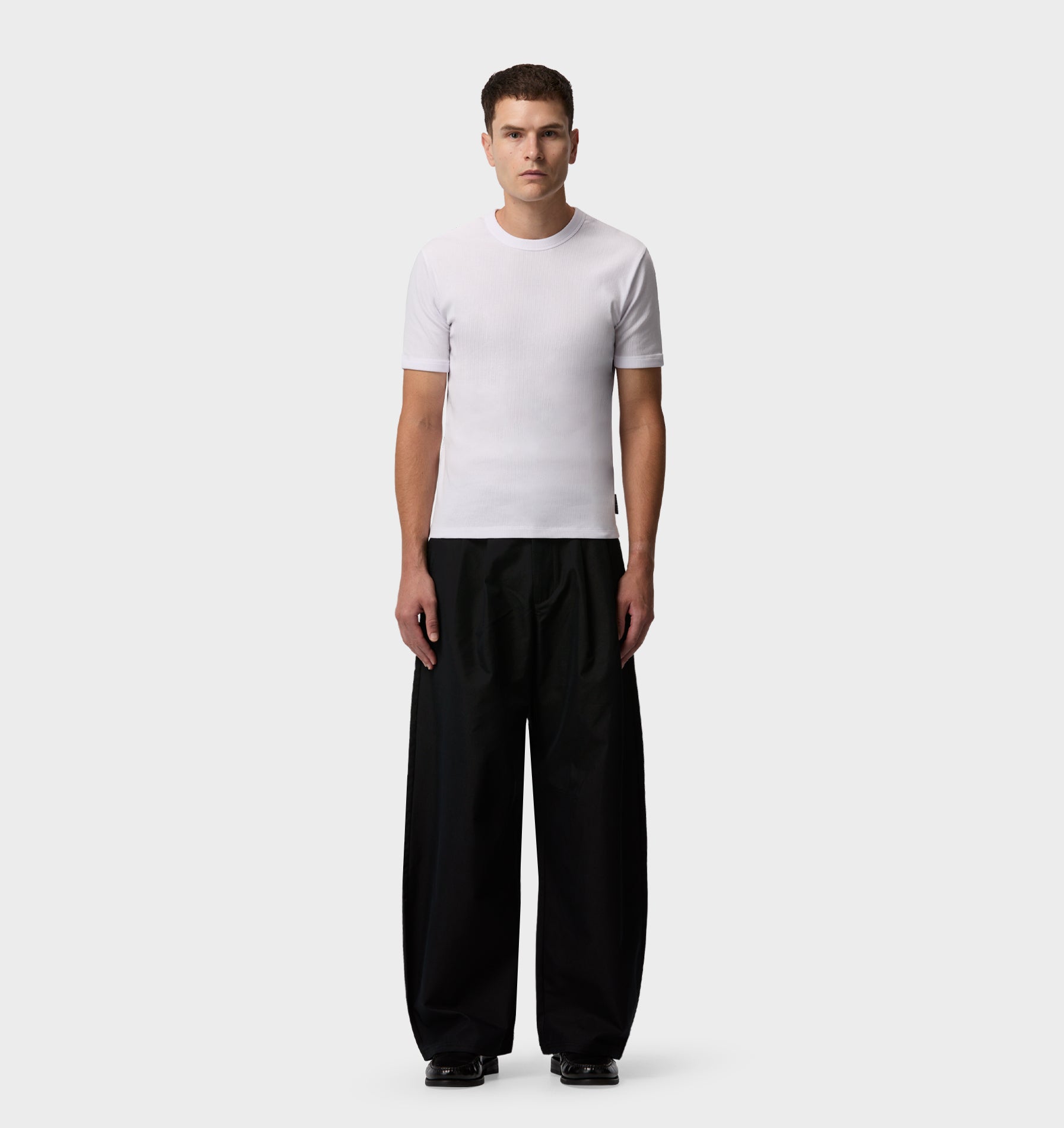 Ribbed Slim Tee - White