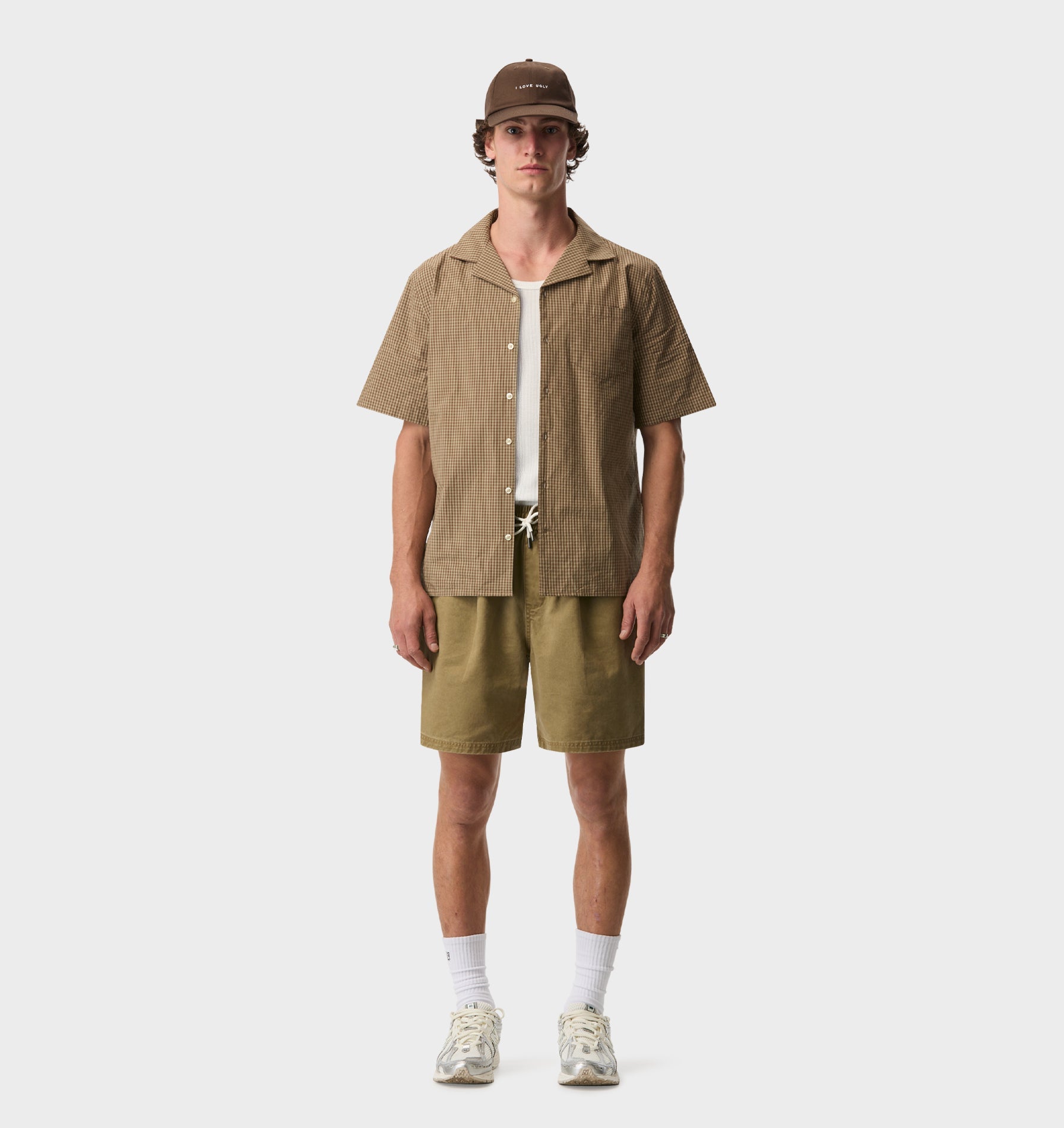 Check Cuban Collar SS Shirt - Brown/Beige Check
