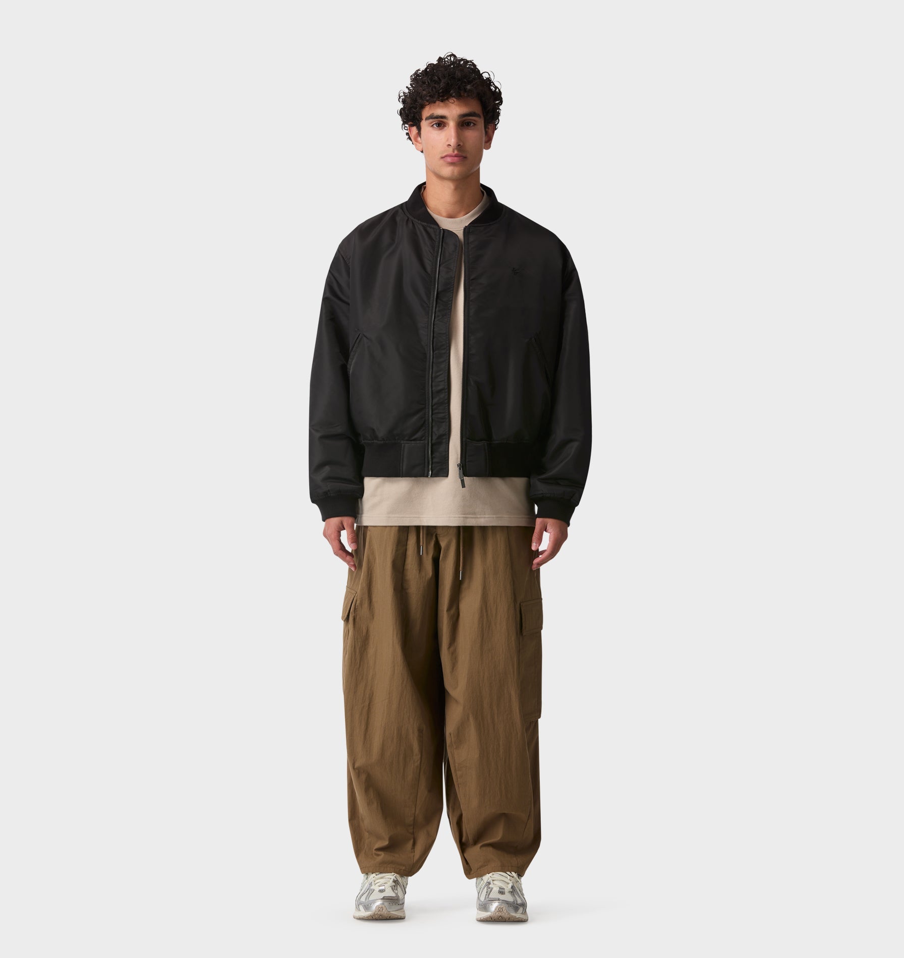 Nylon Bomber Jacket - Black