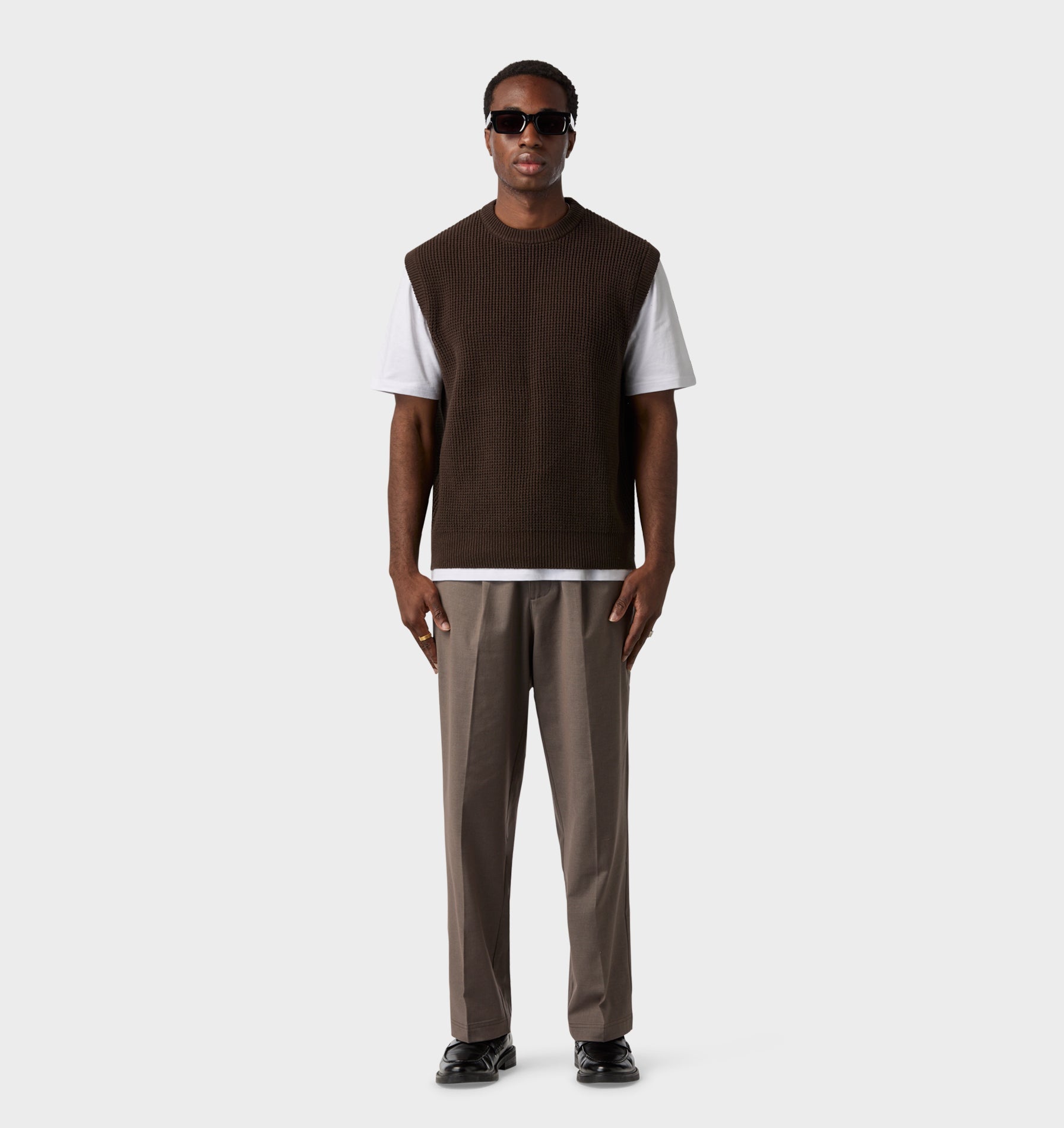 Knit Crew Vest - Espresso