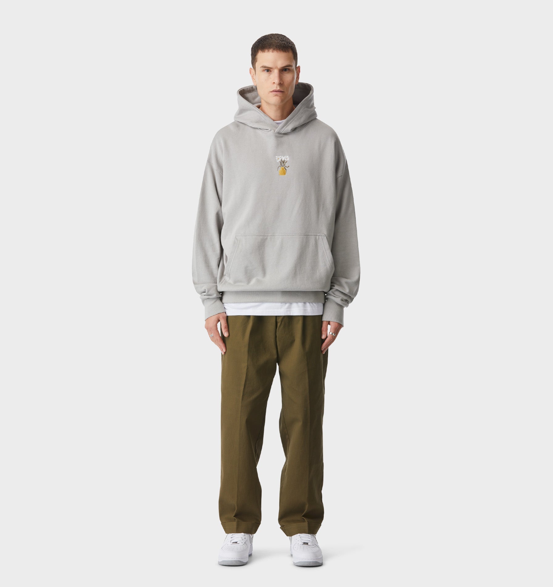 Floral Box Hood - Light Grey
