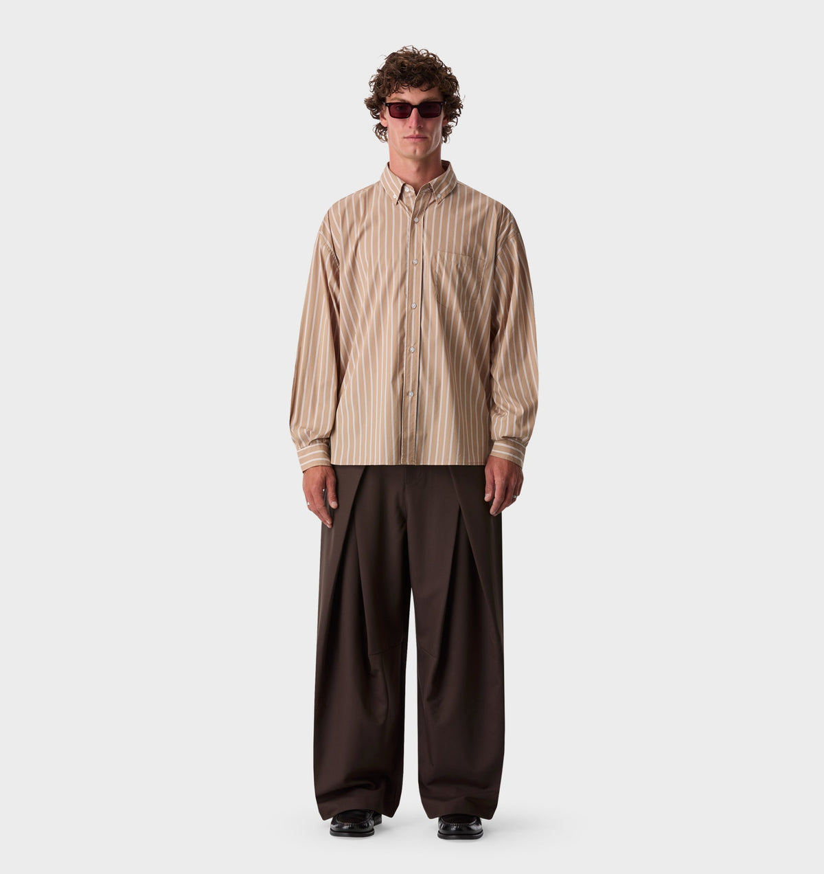 Kingston Oversized Shirt - Mushroom Stripe