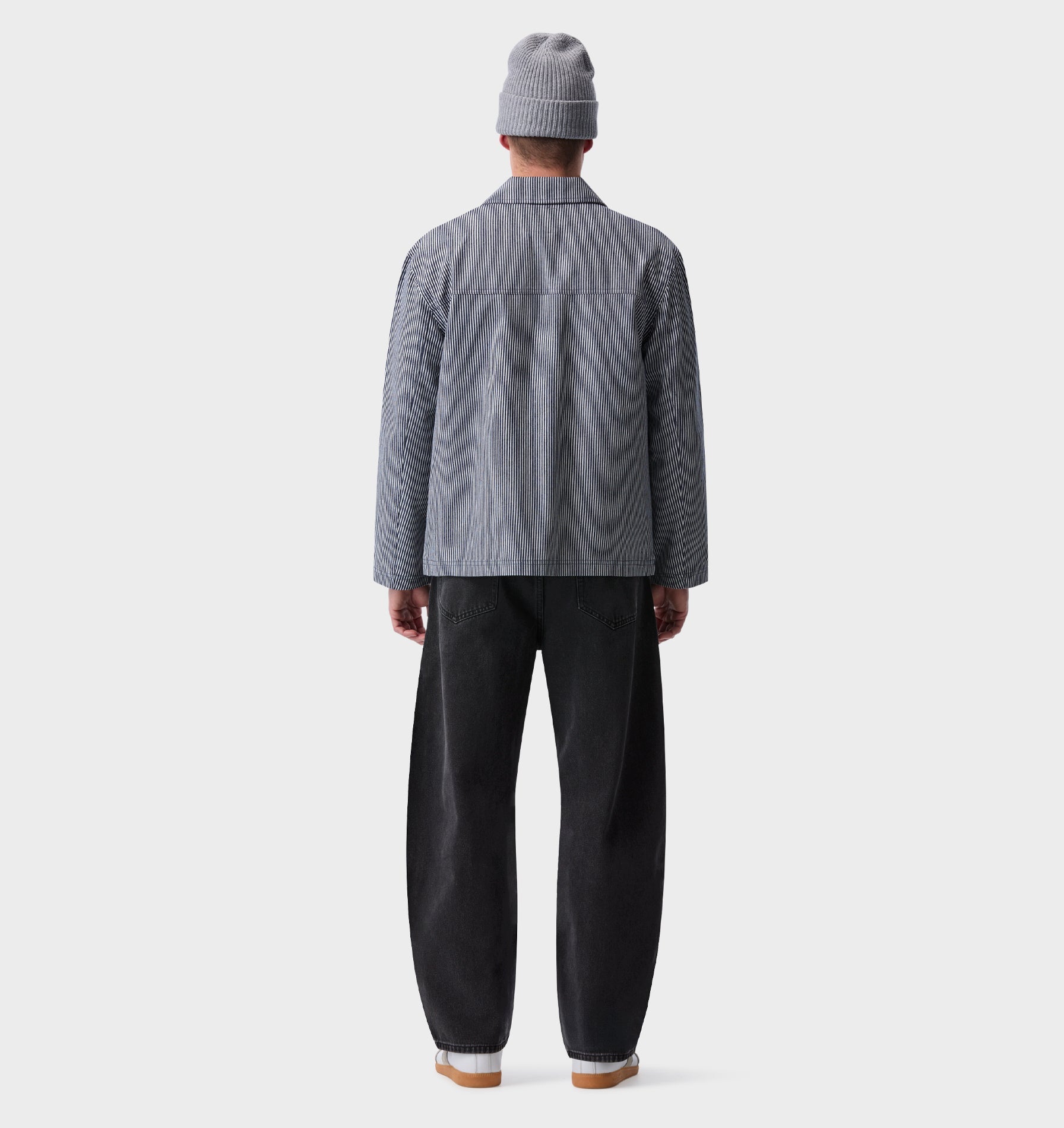 Chore Jacket - White / Navy Stripe