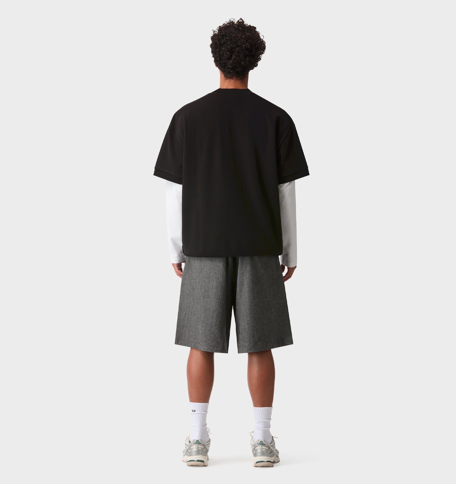 Alby Pleated Short - Grey Herringbone