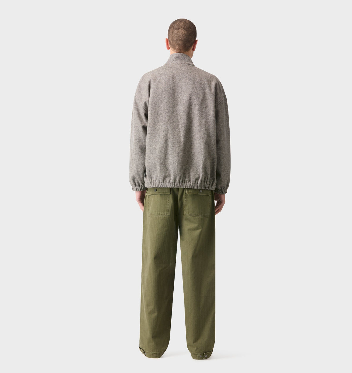 Funnel Neck Jacket - Grey Tweed