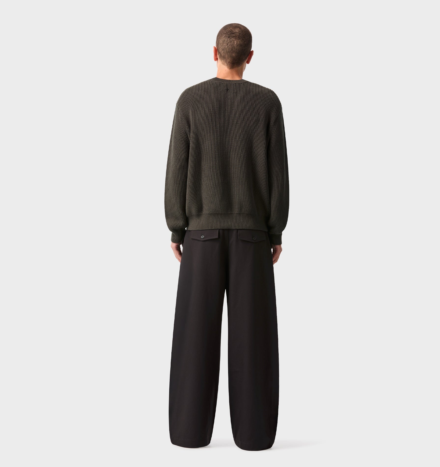 Cropped Knit Sweater - Flint Grey