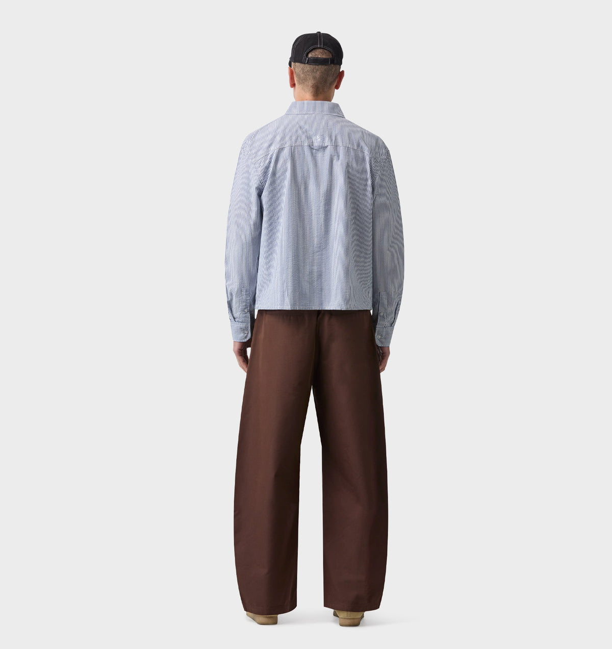Crop LS Shirt - Blue White Stripe