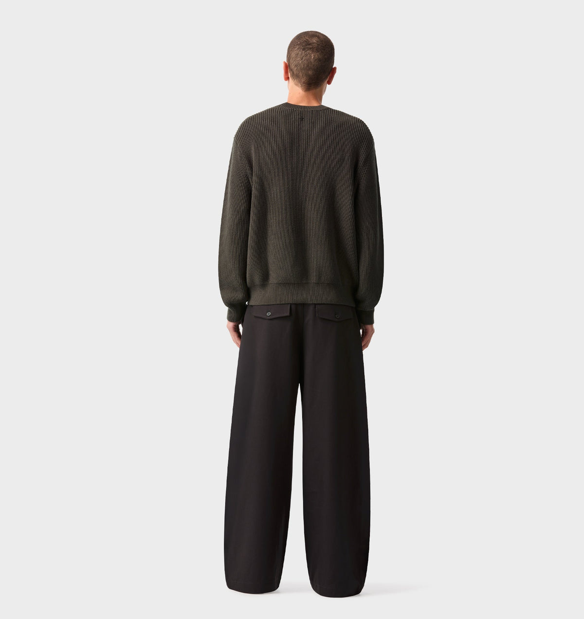 Cropped Knit Sweater - Flint Grey