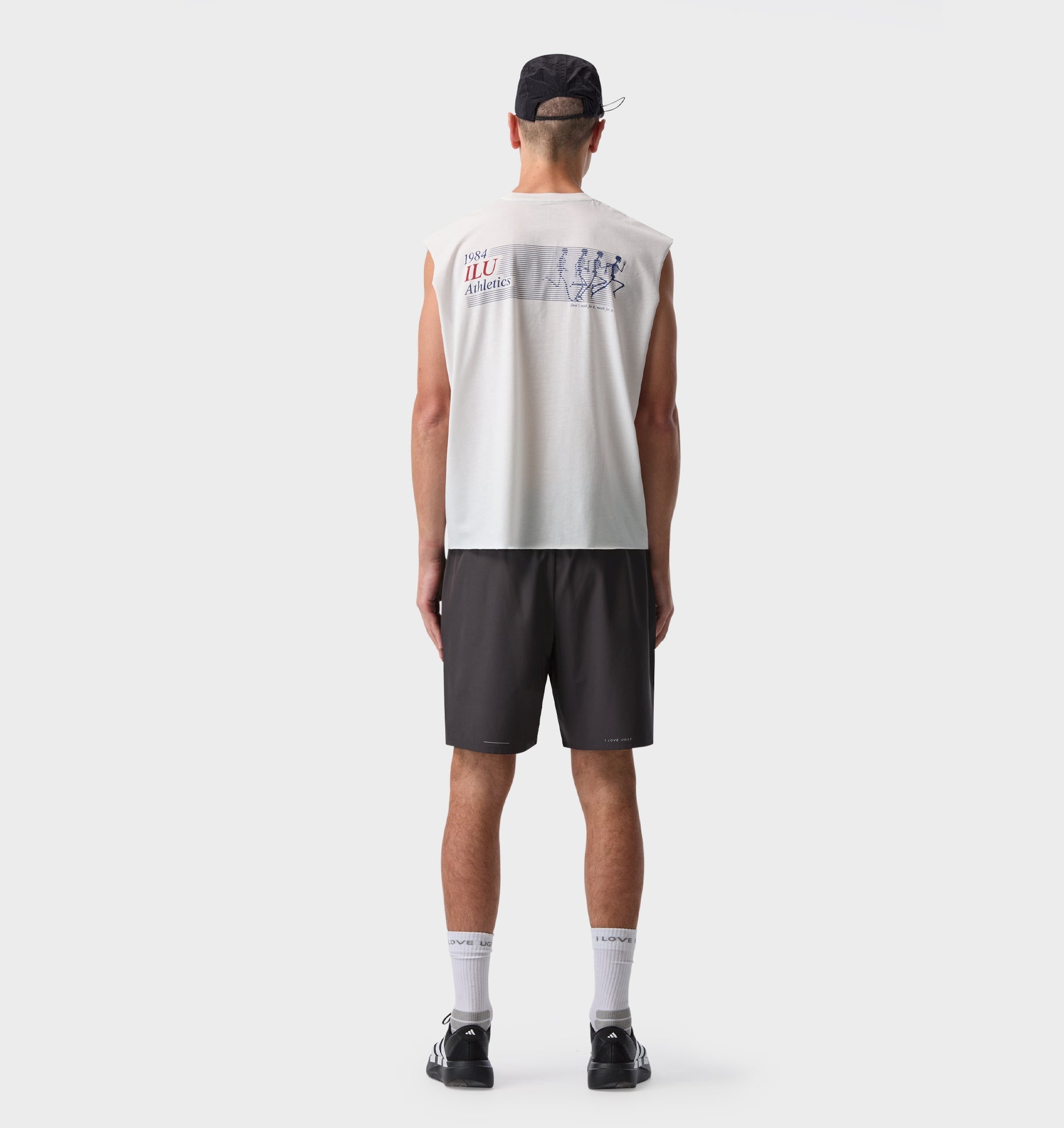 Skeleton Cotton Athletic Crop Tank - Aged White