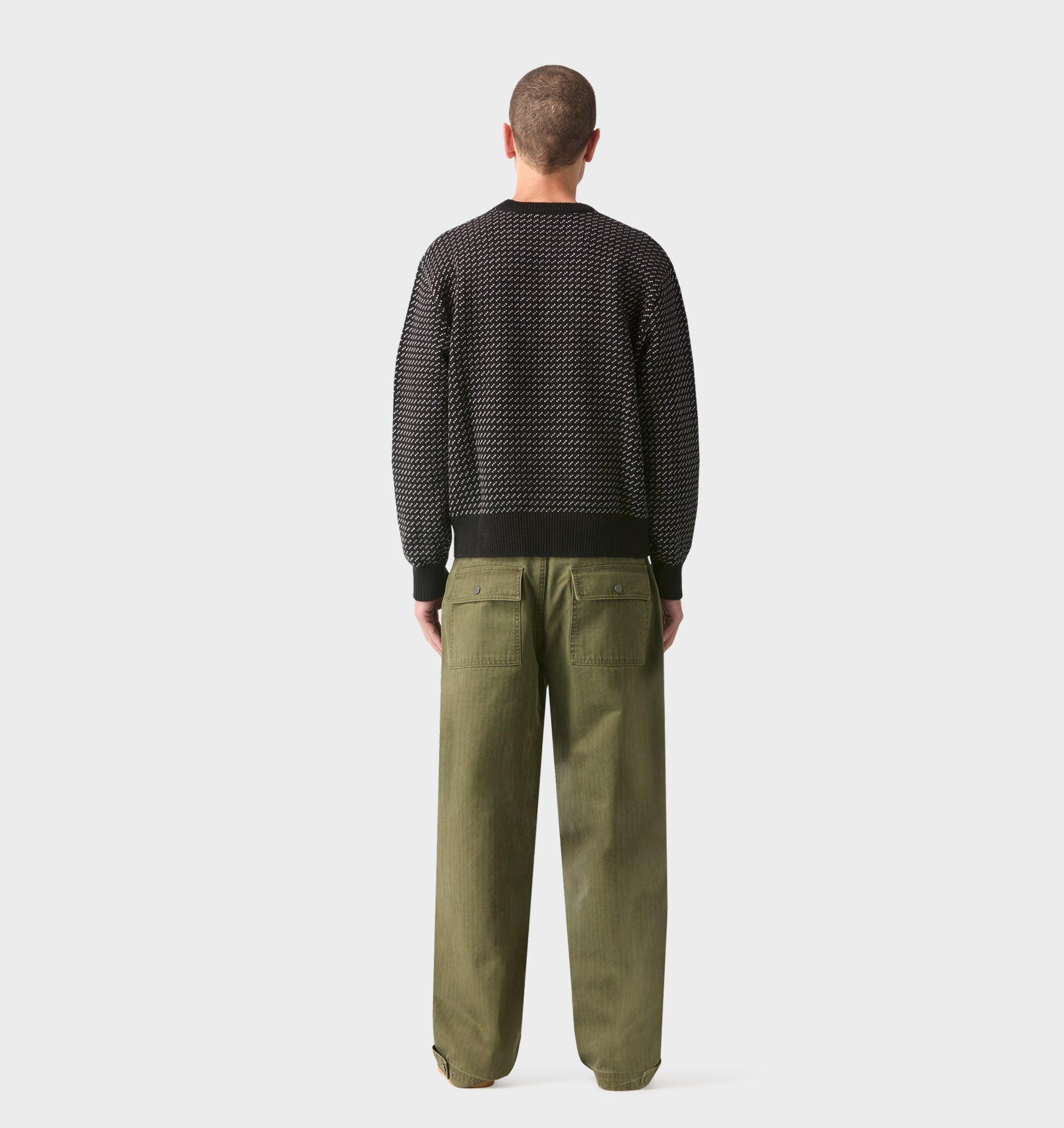 Crop Knit Sweater Textured - Black / Grey