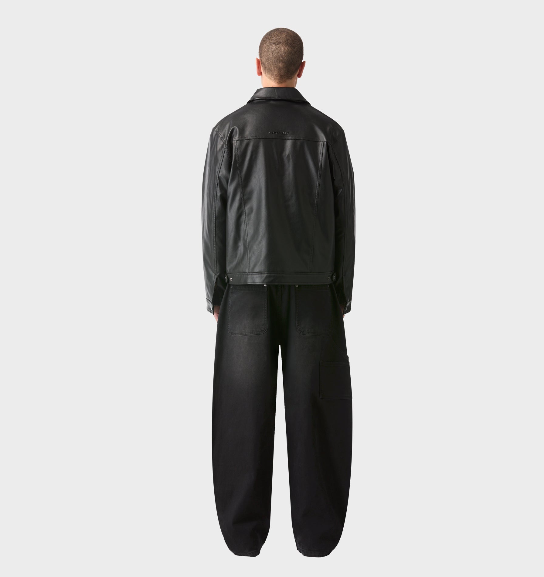 Dayton Faux Leather Jacket- Black
