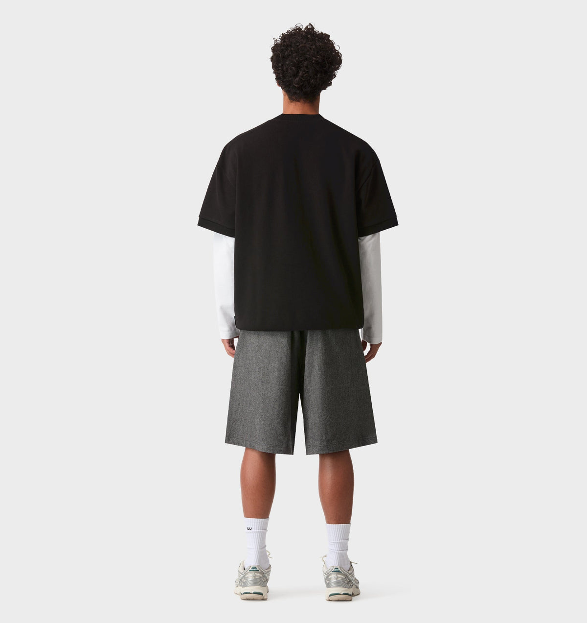 Alby Pleated Short - Grey Herringbone