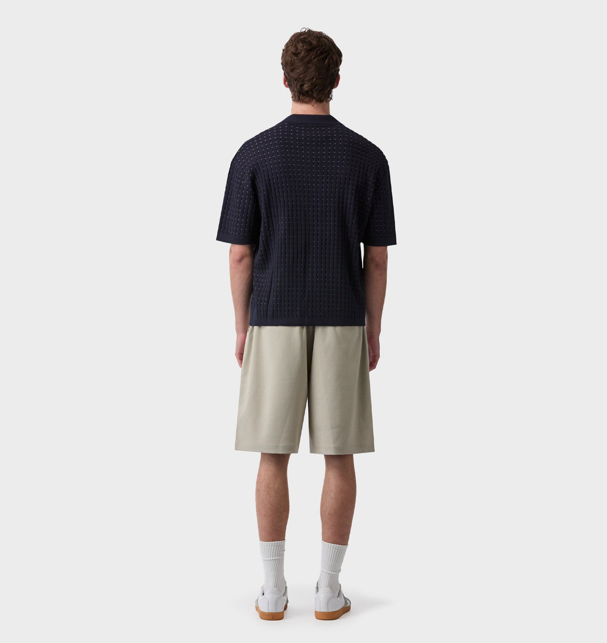 Box Knit Polo - Navy/Off White