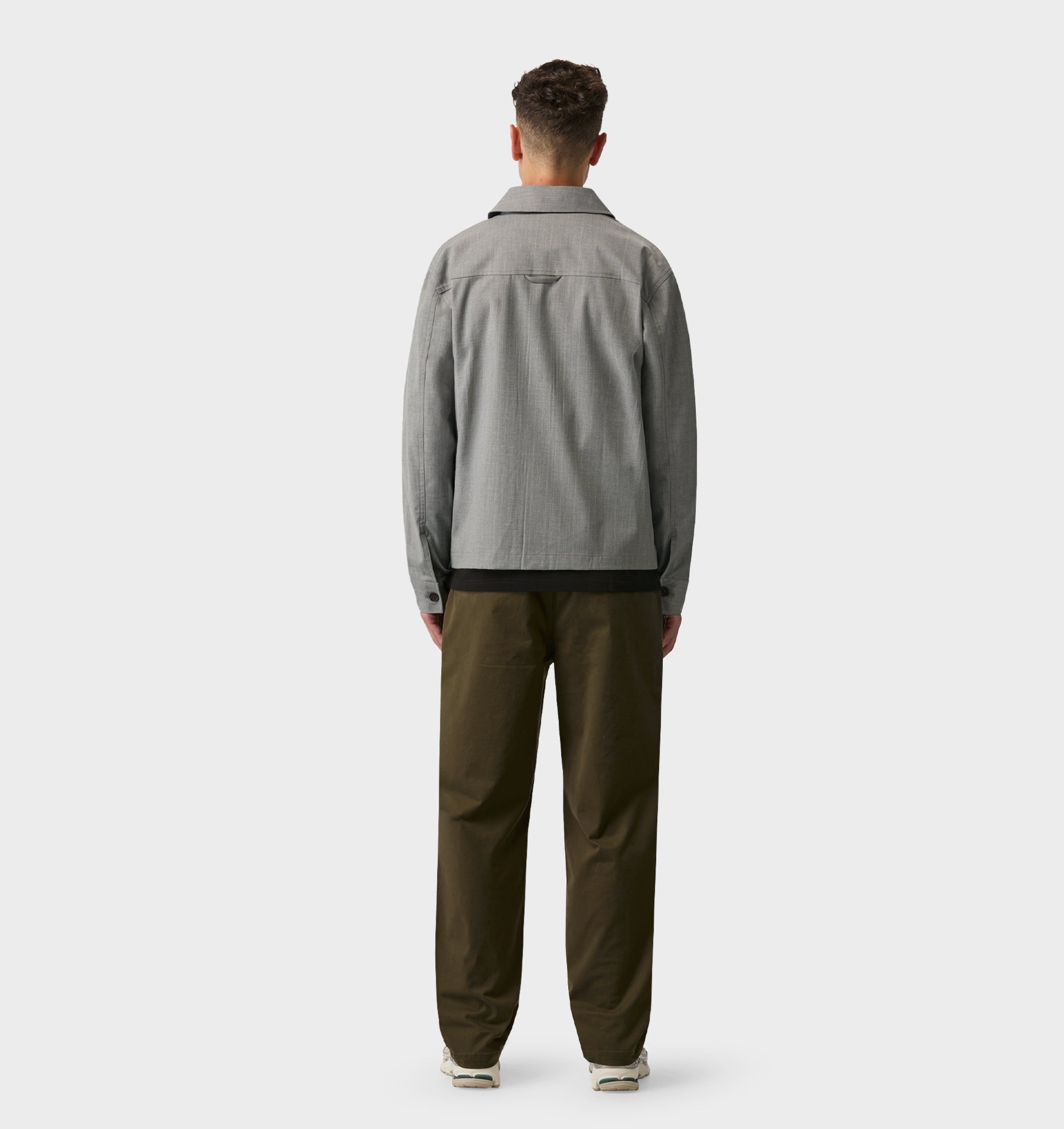 Tailored Overshirt - Grey Pinstripe