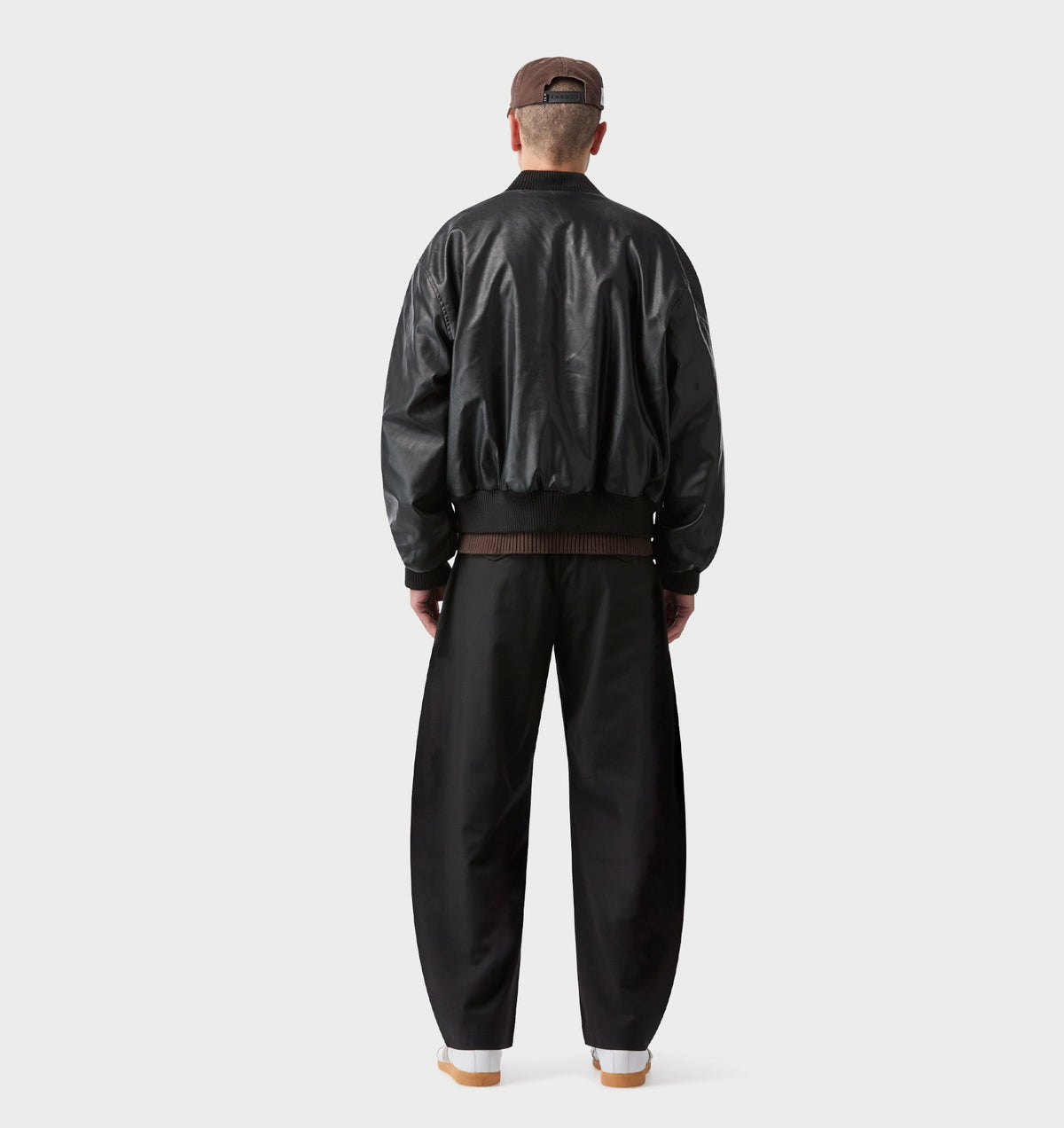 Faux Leather Bomber Jacket - Black