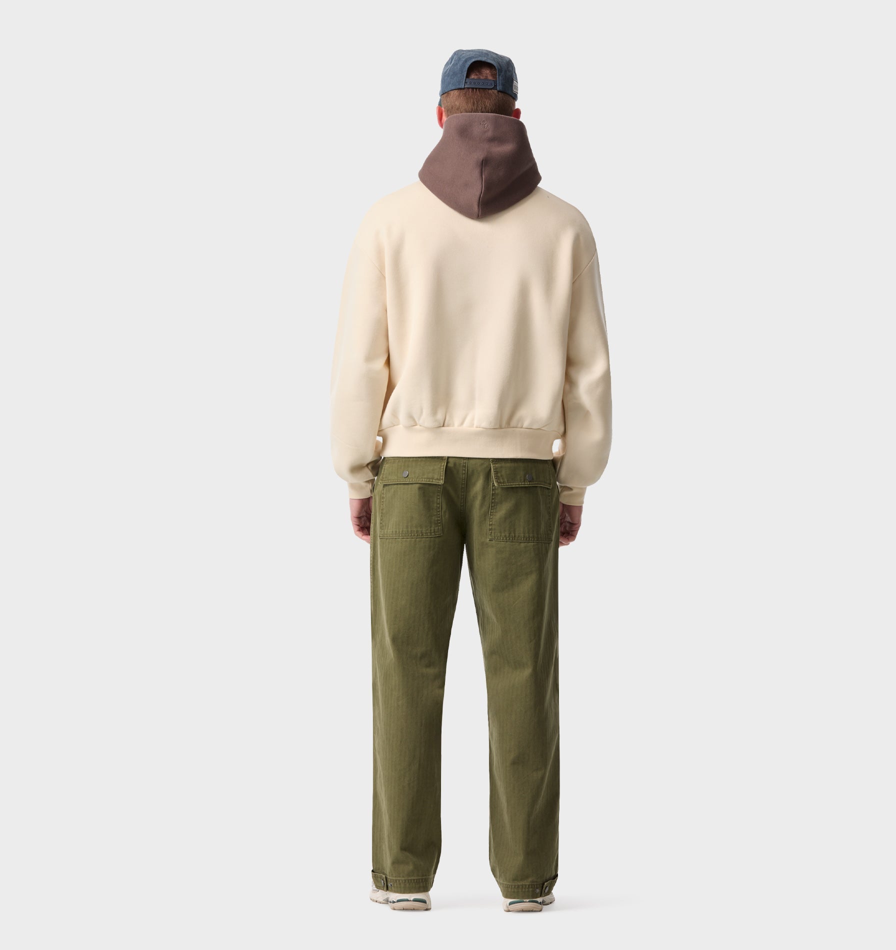 Heavy Crop Box Hood - Off White/Brown