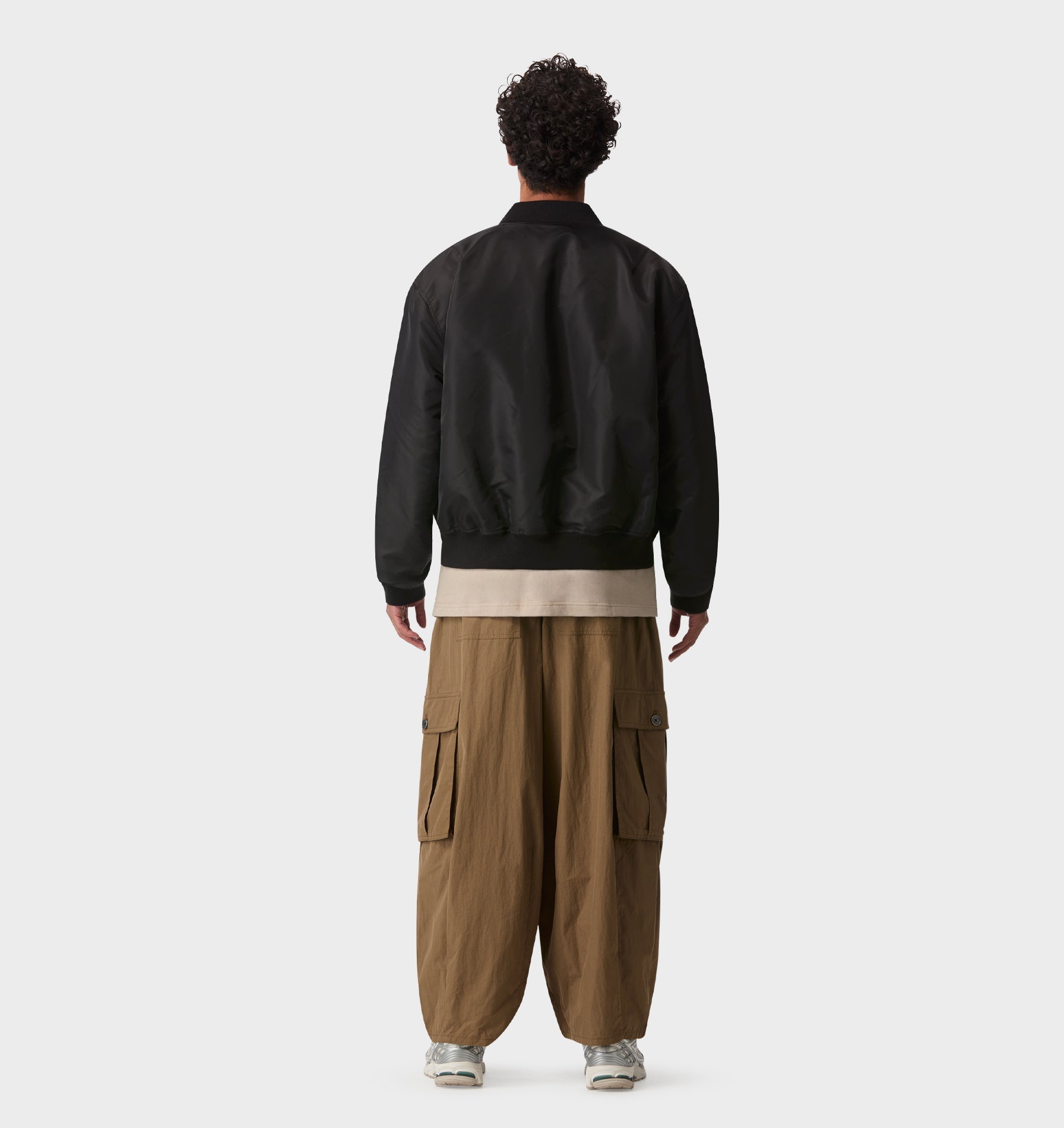 Nylon Bomber Jacket - Black