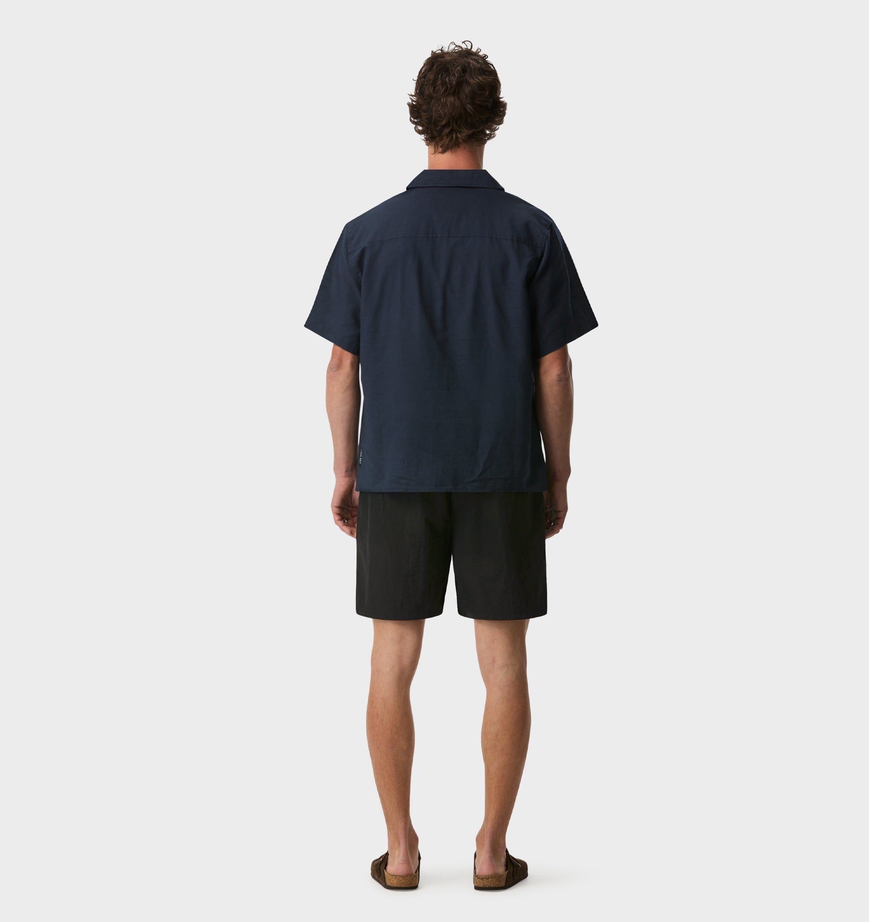 Linen Cuban Collar SS Shirt - Indigo