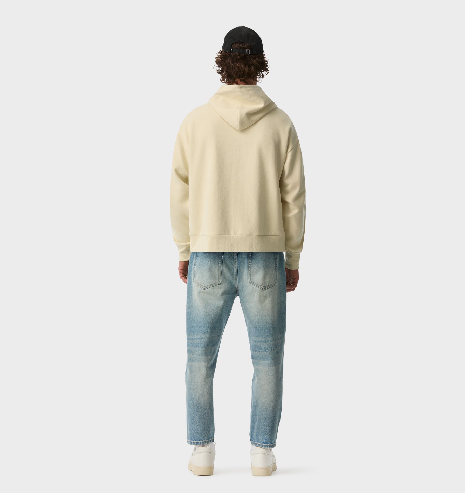 Crop Box Zip Hood - Vintage White