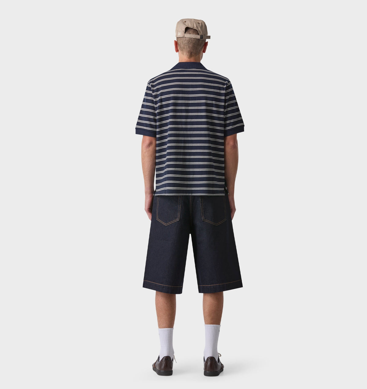 Polo SS Shirt - Navy / Off White Stripe