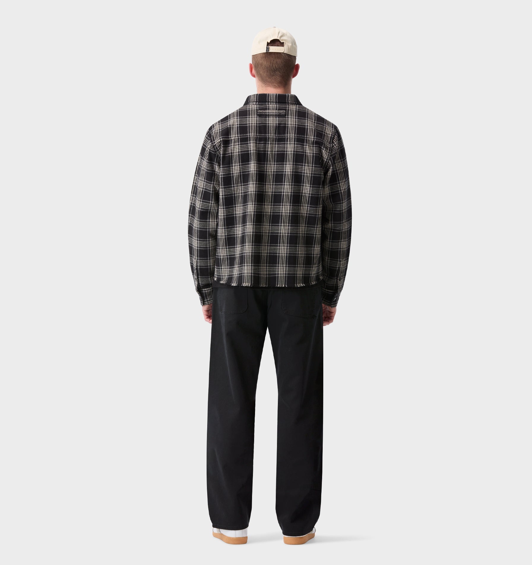 Raw Hem Check Overshirt - Black/Grey