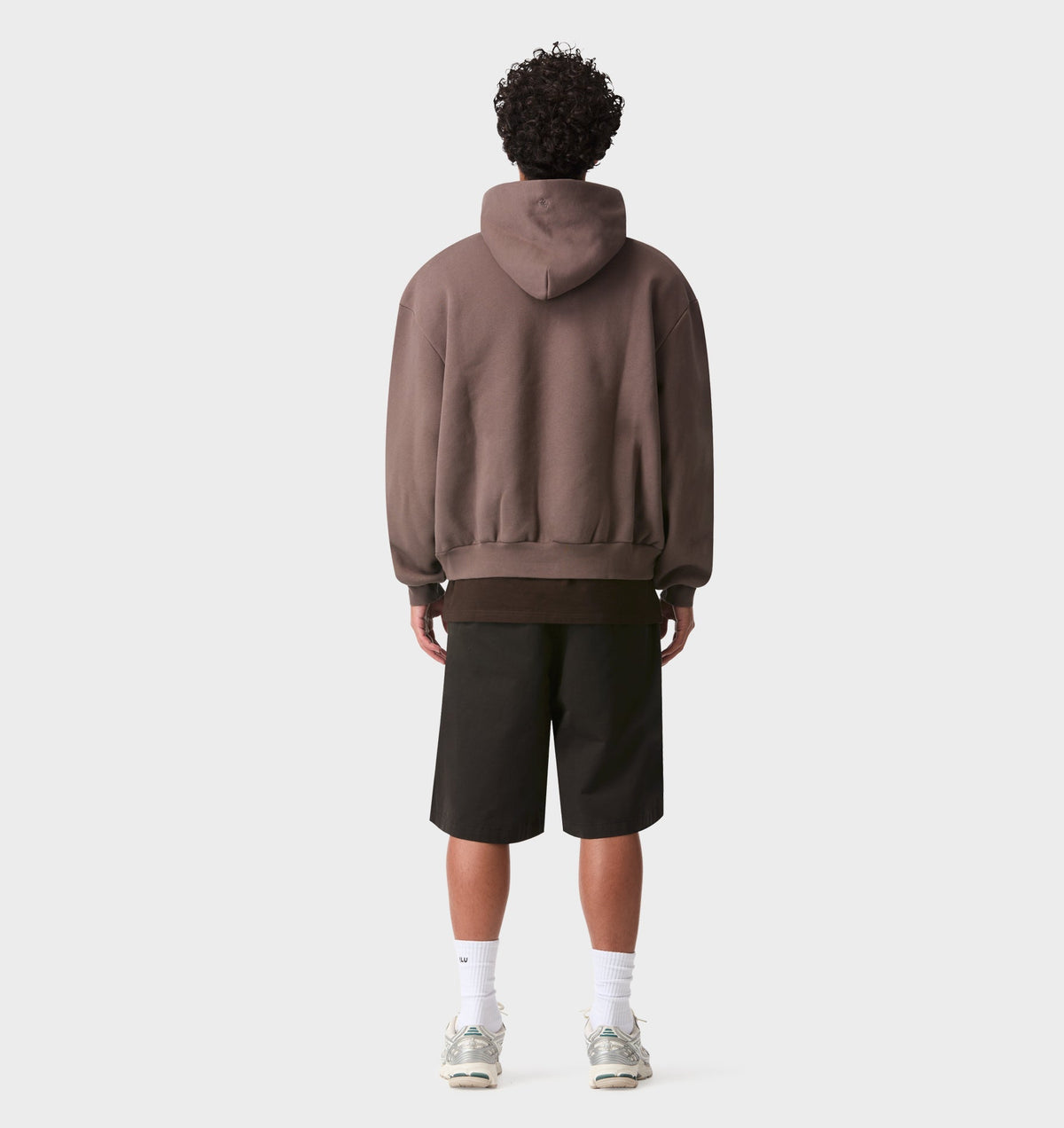 Heavy Crop Zip Hood - Dusky Brown