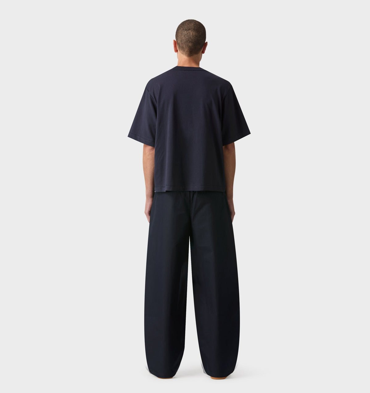 Warped Face Box Crop Tee - Washed Navy