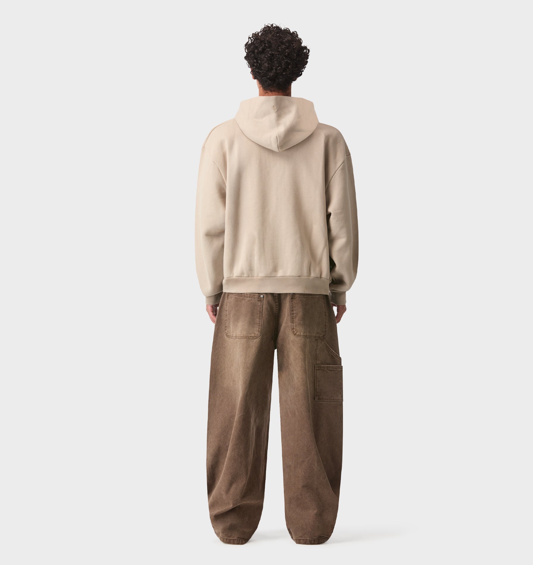 Heavy Crop Zip Hood - Taupe