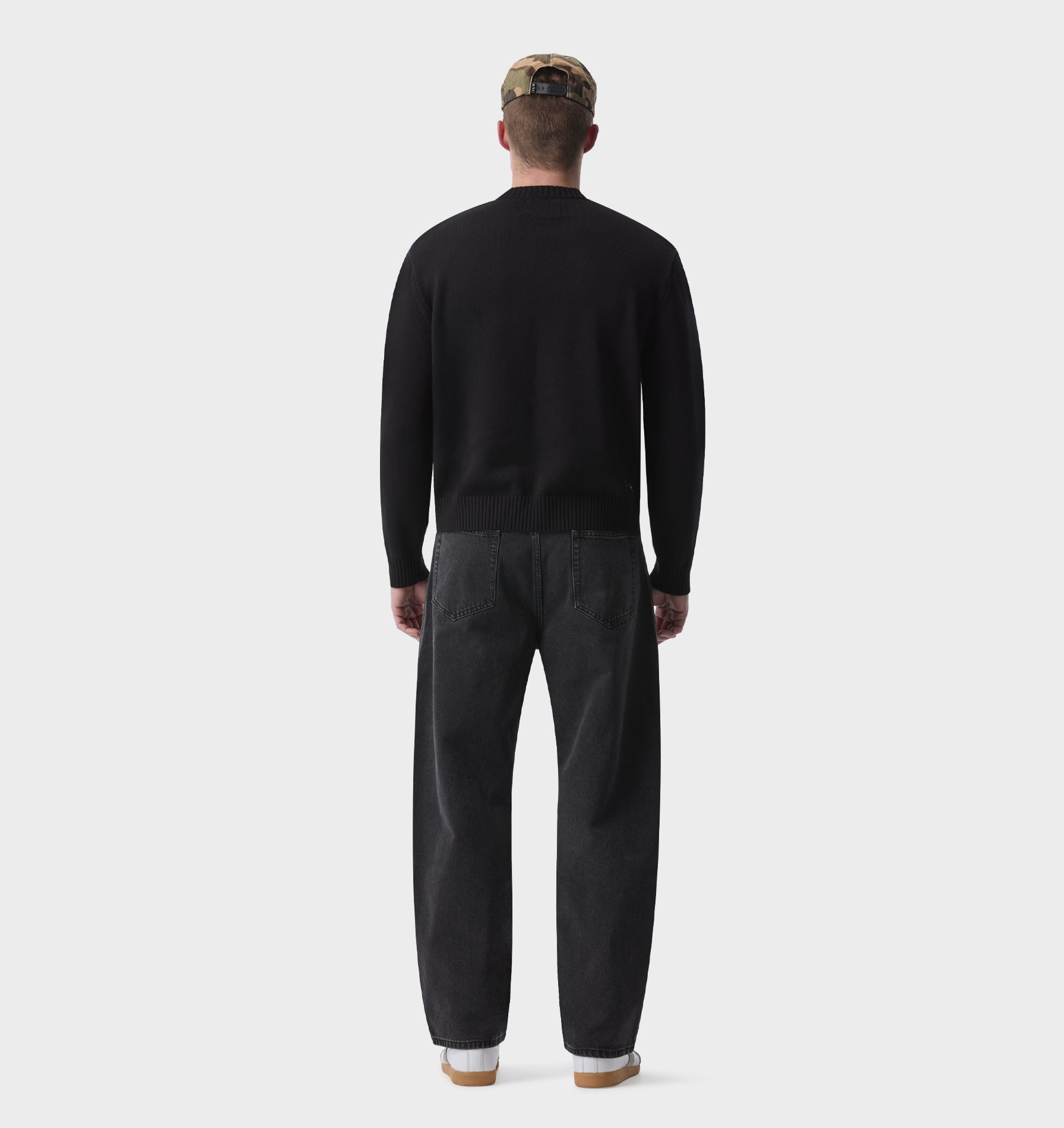 Midweight Crop Knit Sweater - Black