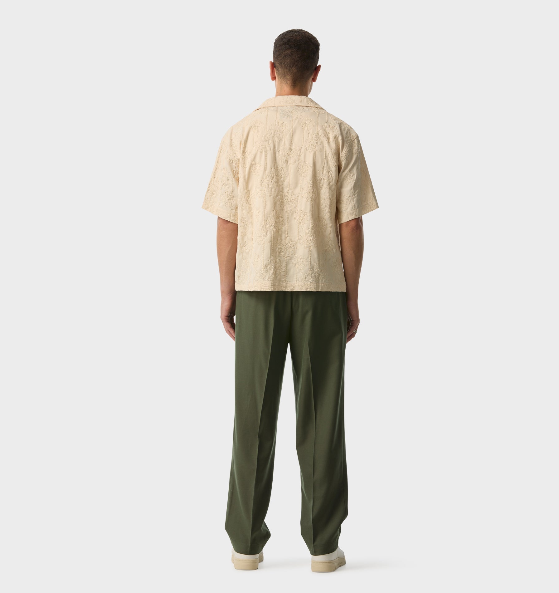 Box Cuban Collar Shirt - Off White Floral