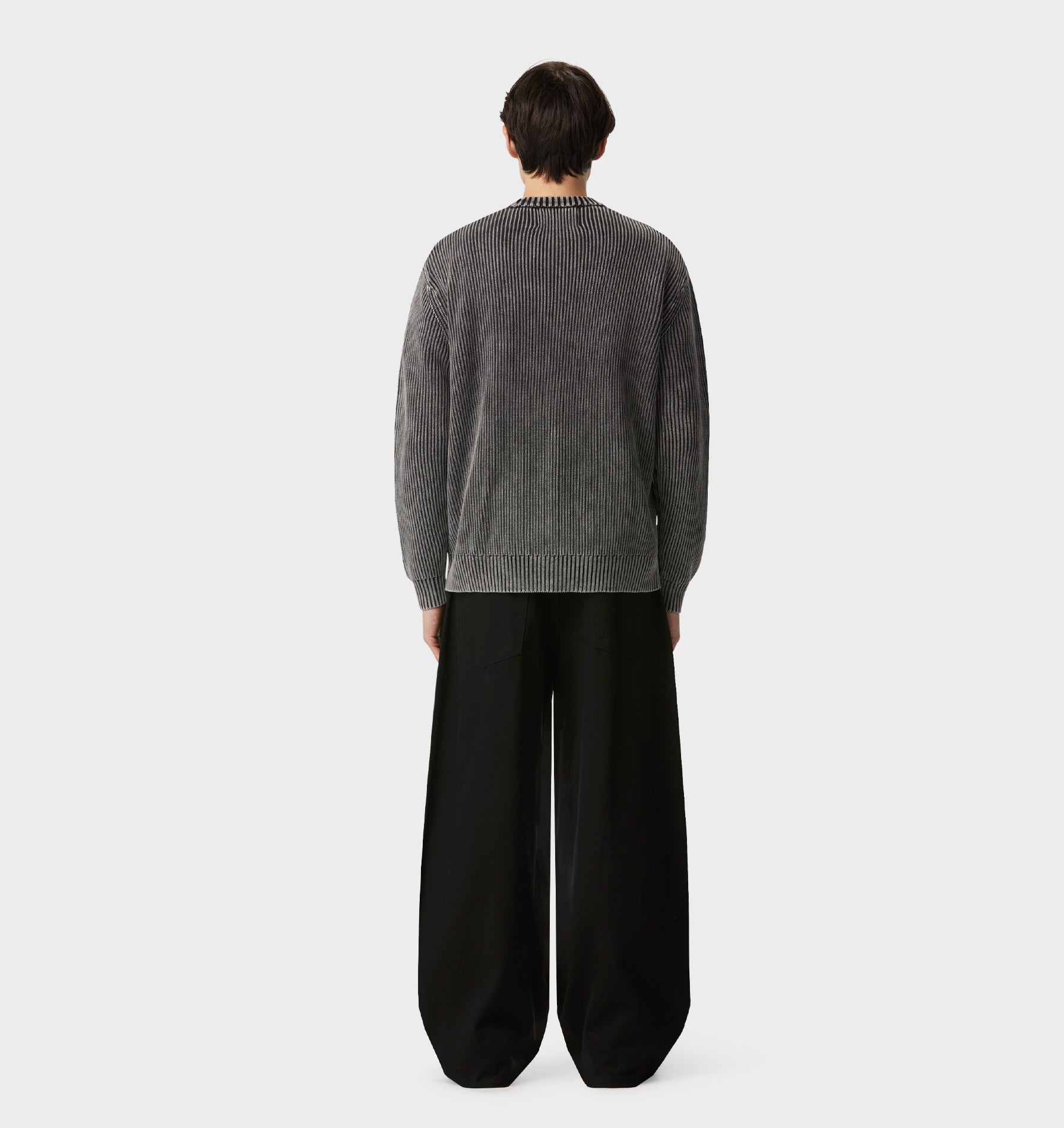 Acid Wash Knit Crew - Acid Black