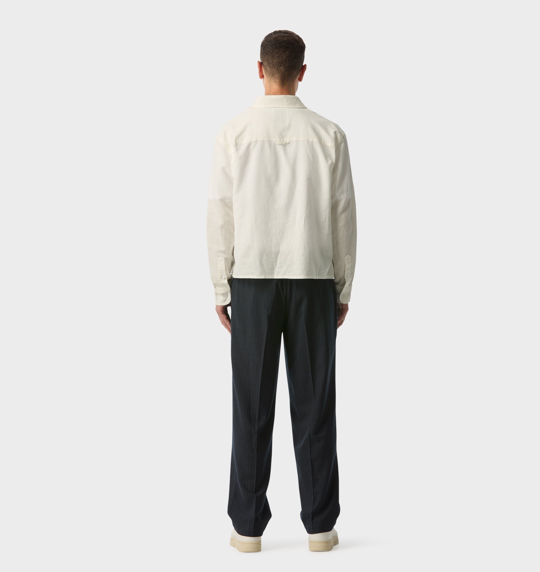 Linen Crop LS Shirt - White