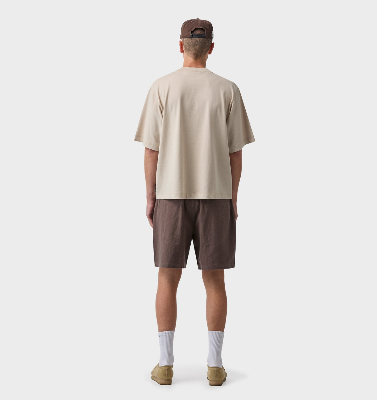 Linen Michael Pleat Short - Mushroom